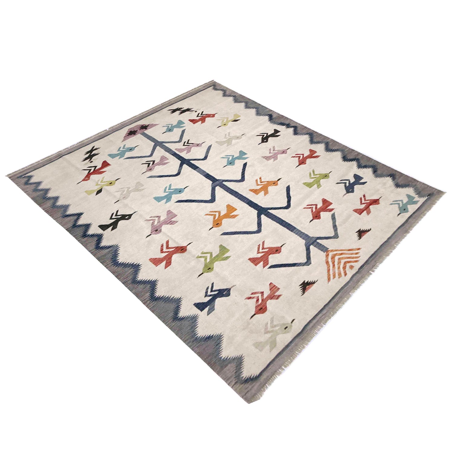 Hand Knotted Embroidery Kelim 8' 8" x 11' 10" (ft) - No. Y39435