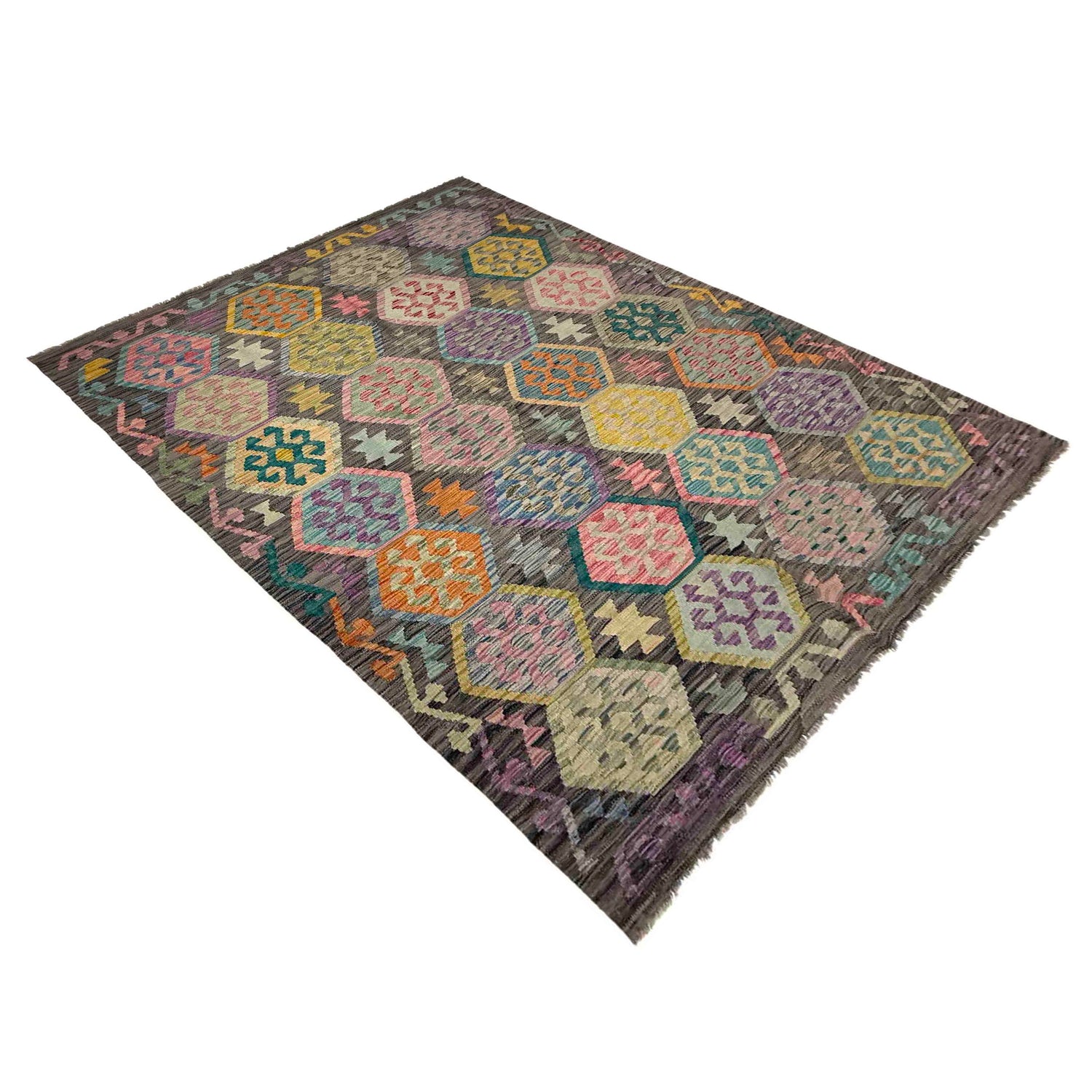 Handmade Vegetable Kelim 5' 9" x 8' 1" (ft) - No. Y39443