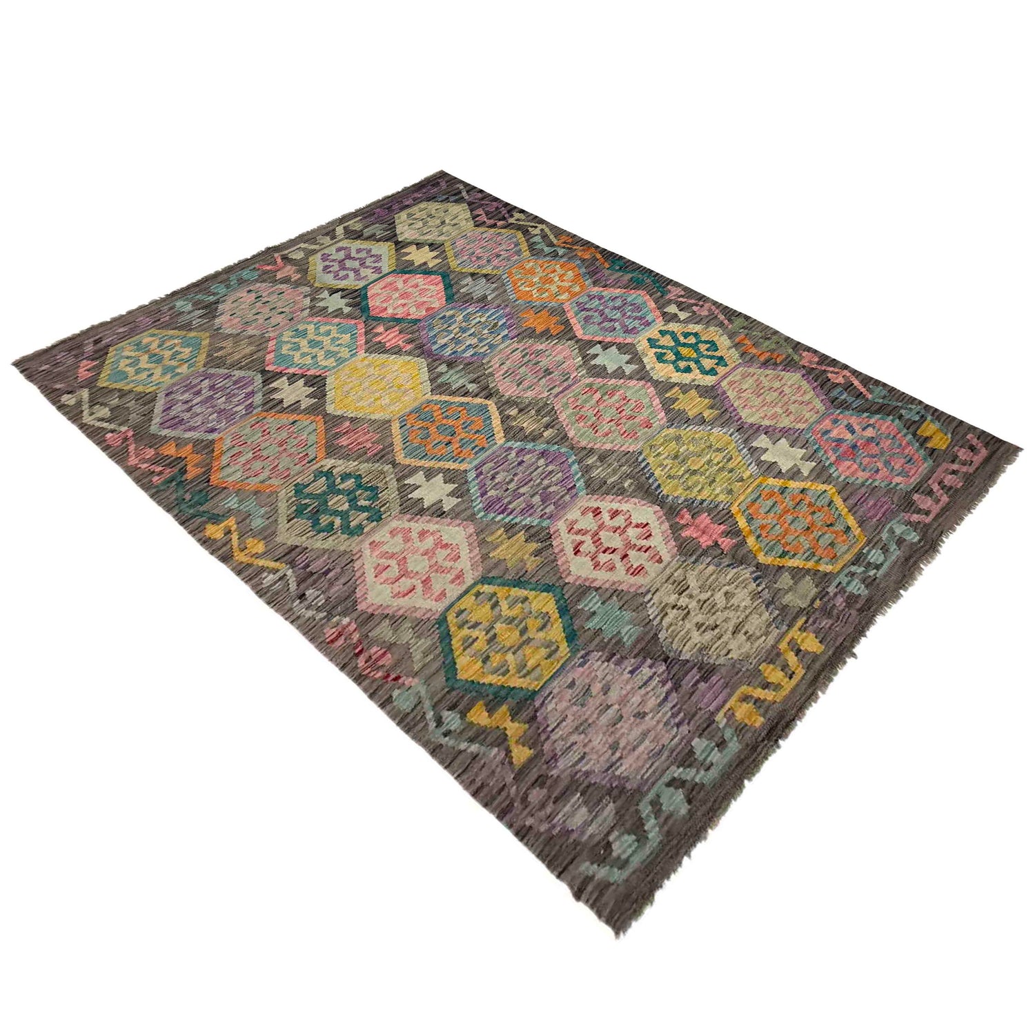 Handmade Vegetable Kelim 5' 9" x 8' 1" (ft) - No. Y39443