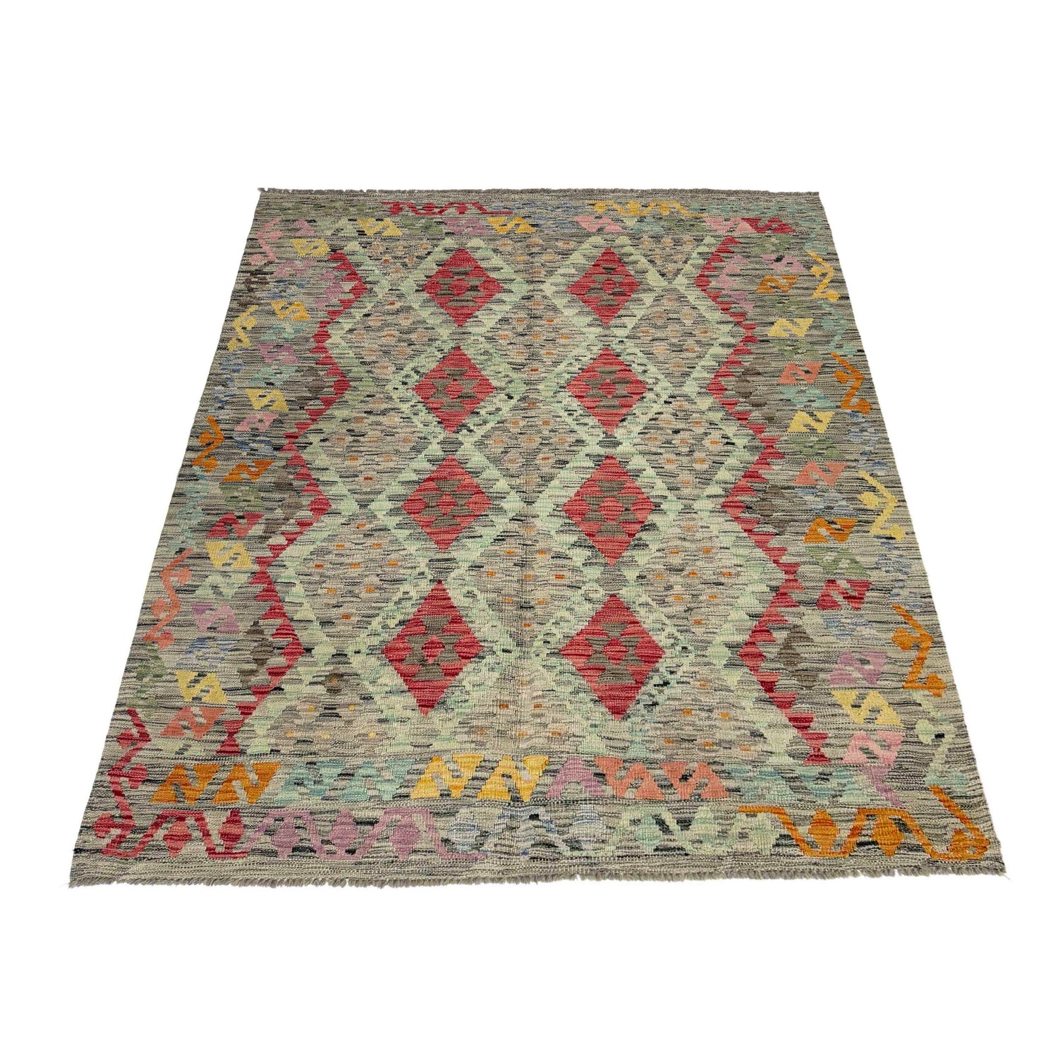 Handmade Vegetable Kilim 5' 1" x 6' 6" (ft) - No. Y39444