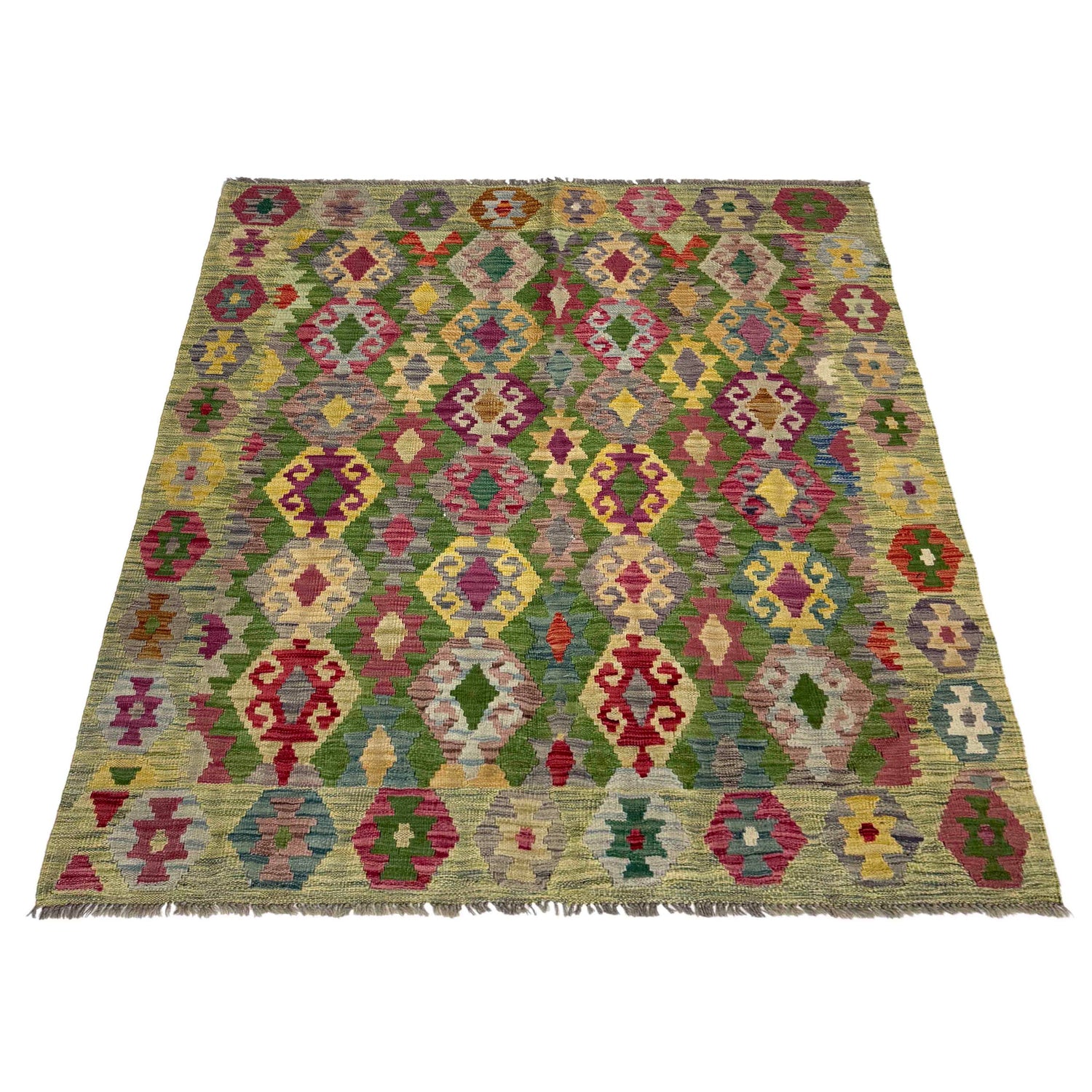 Handmade Vegetable Kelim 5' 3" x 6' 7" (ft) - No. Y39447