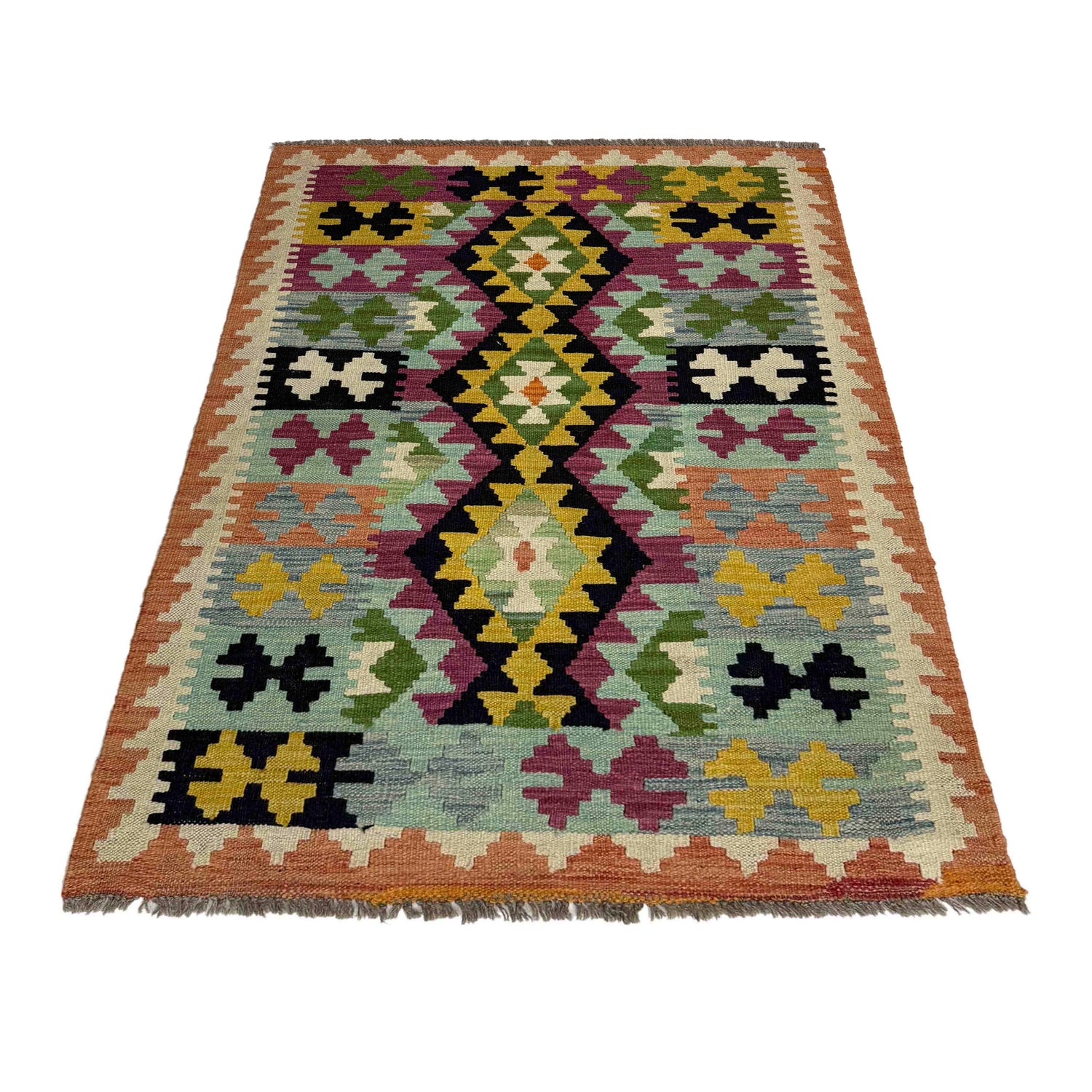 Handmade Vegetable Kilim 3' 2" x 4' 10" (ft) - No. Y39450