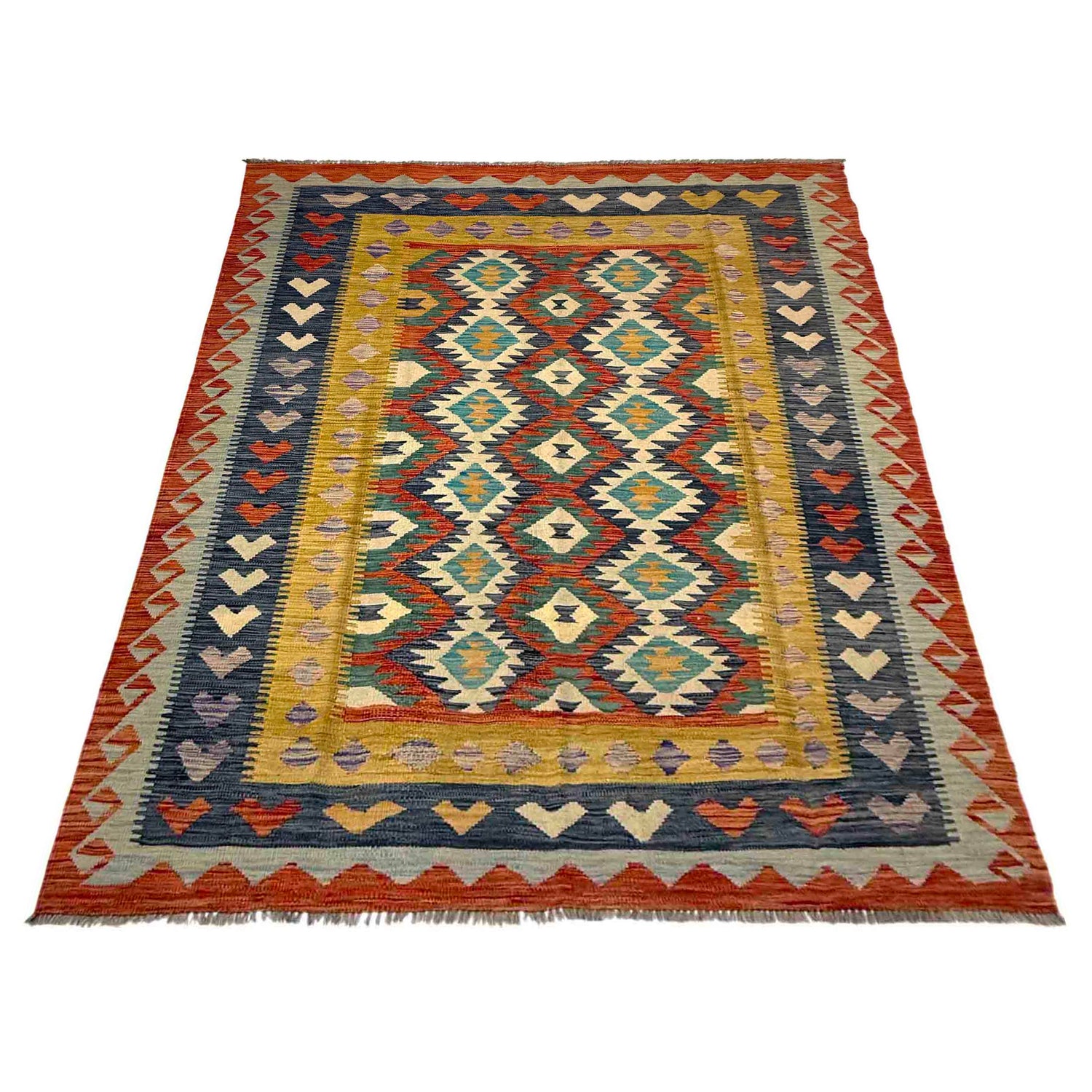 Handmade Vegetable Kilim 5' 10" x 8' 2" (ft) - No. Y39460