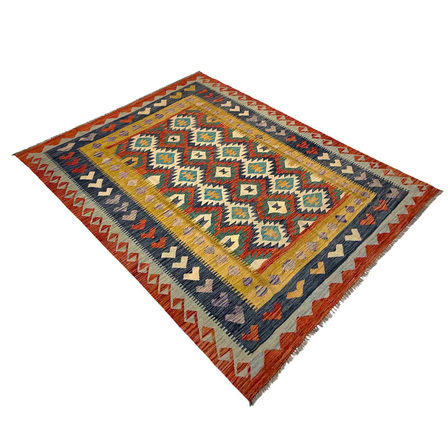 Handmade Vegetable Kilim 5' 10" x 8' 2" (ft) - No. Y39460