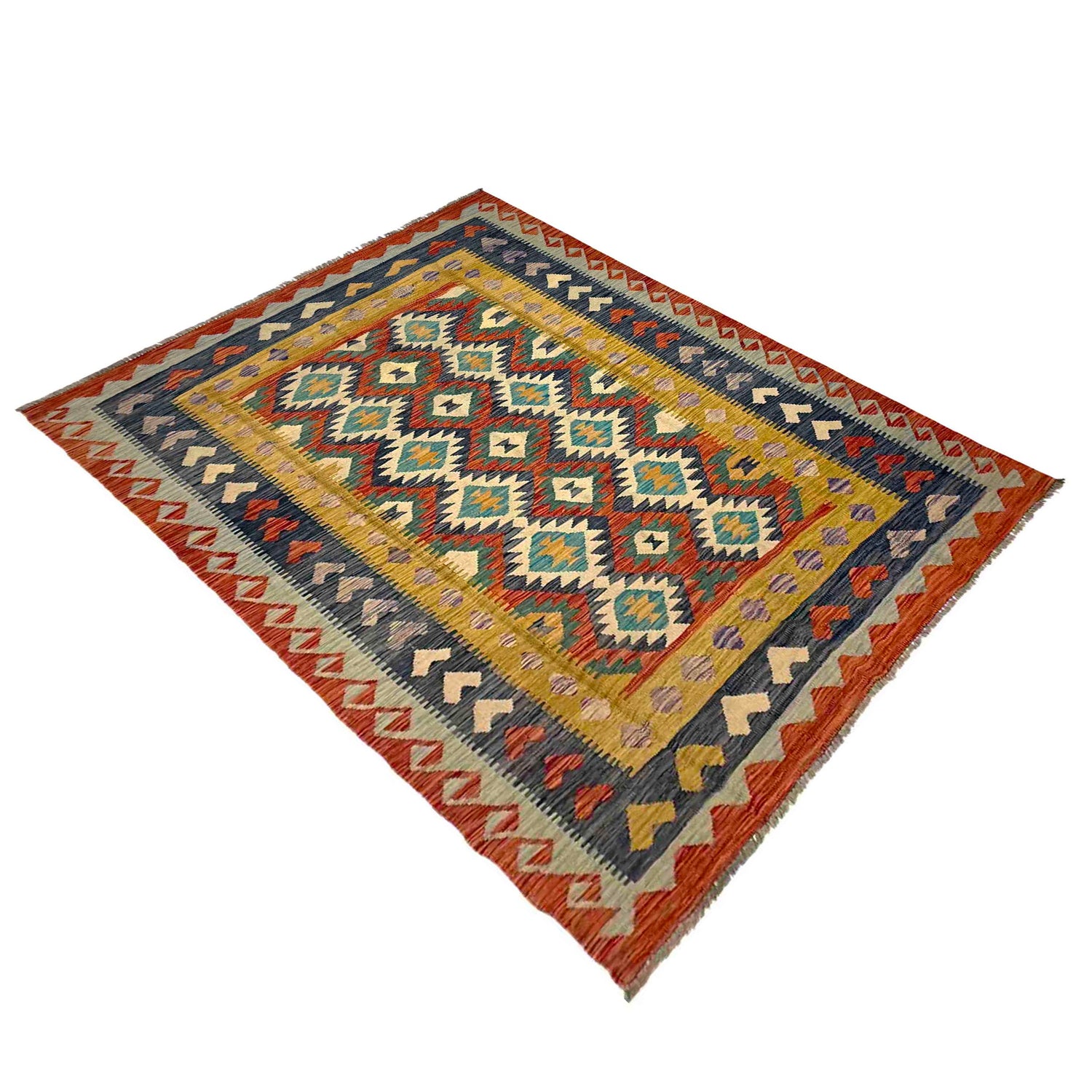 Handmade Vegetable Kilim 5' 10" x 8' 2" (ft) - No. Y39460