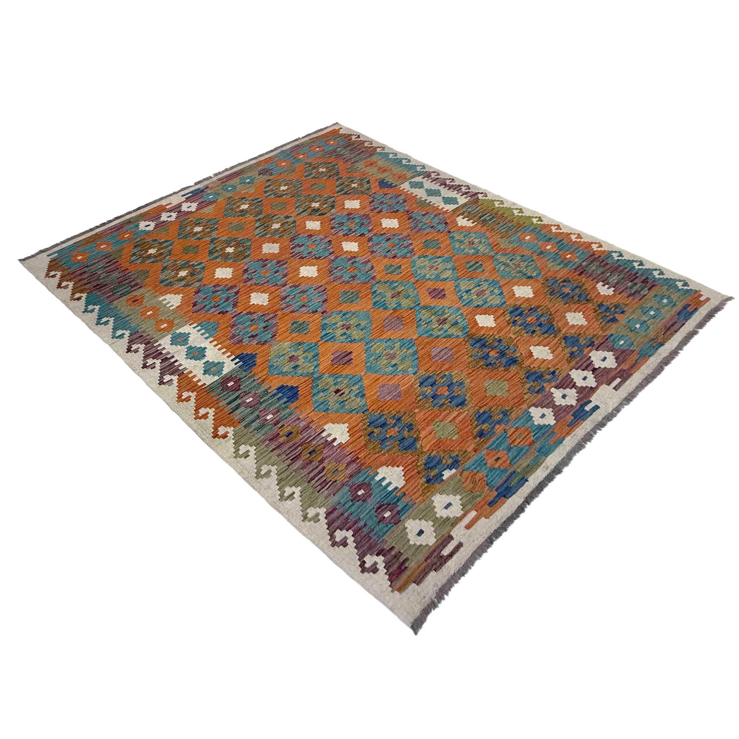 Handmade Vegetable Kelim 5' 11" x 7' 7" (ft) - No. Y39461