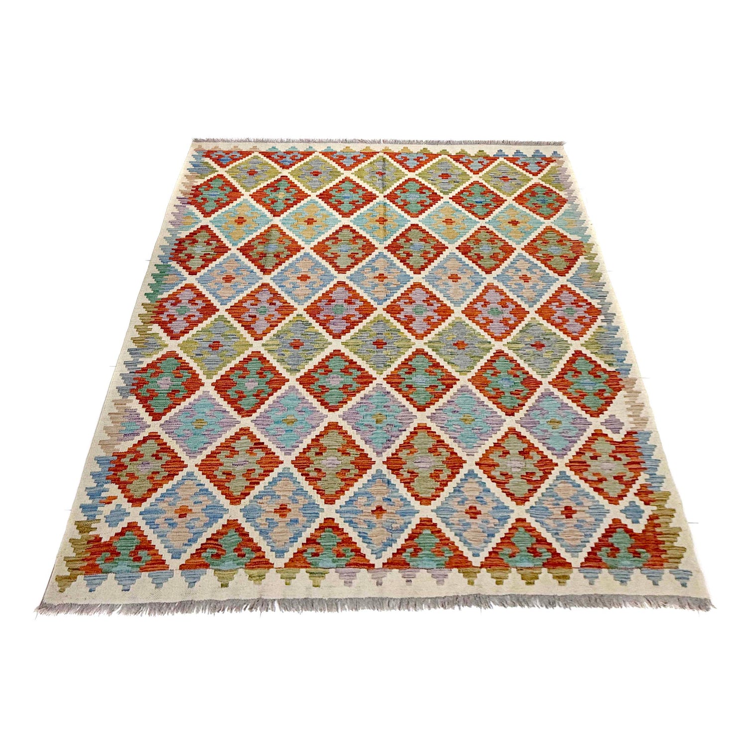 Handmade Vegetable Kilim 6' 1" x 7' 11" (ft) - No. Y39463