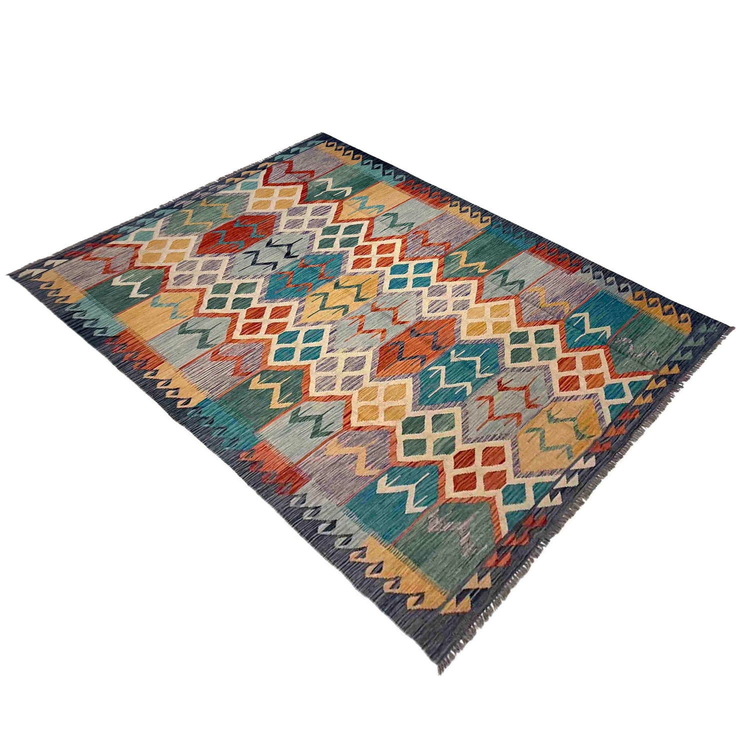 Handmade Vegetable Kilim 5' 9" x 8' 6" (ft) - No. Y39465