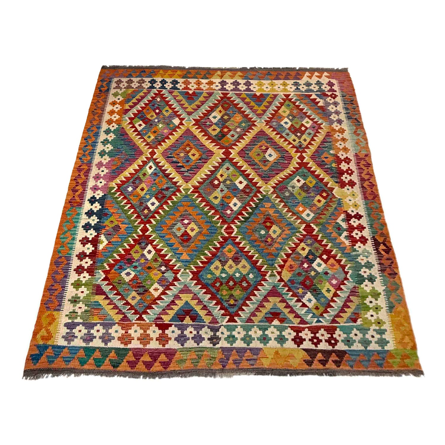 Handmade Vegetable Kelim 6' 1" x 7' 11" (ft) - No. Y39466