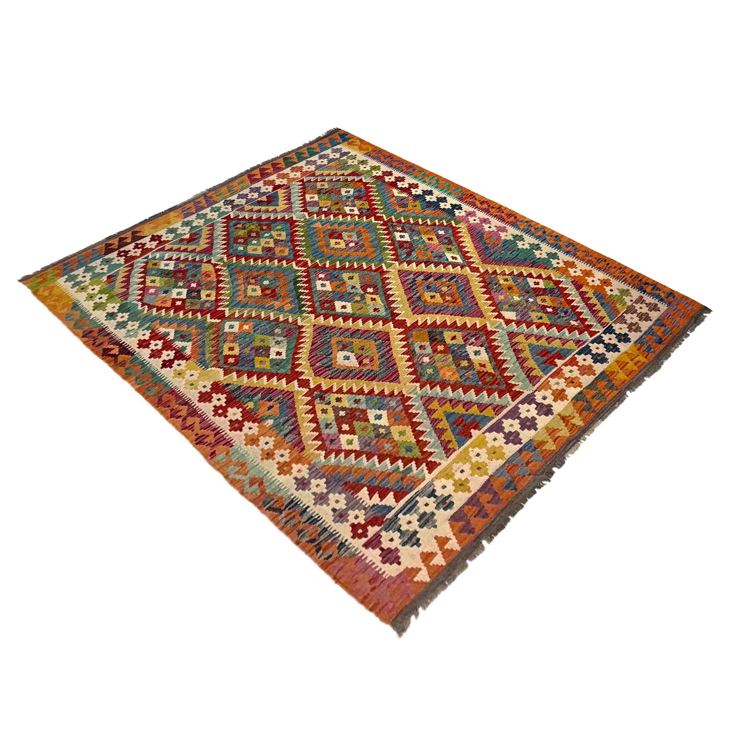 Handmade Vegetable Kelim 6' 1" x 7' 11" (ft) - No. Y39466