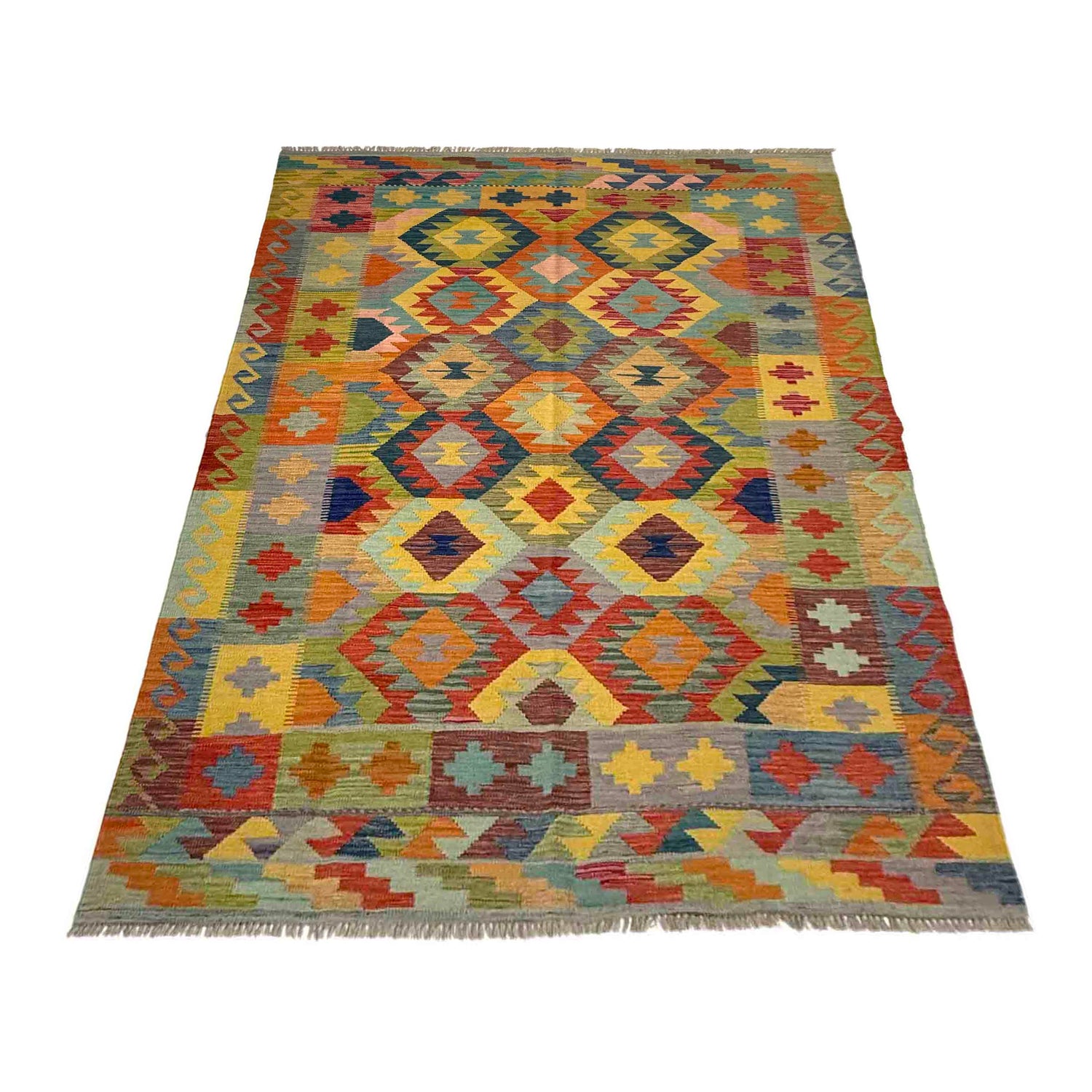 Handmade Vegetable Kilim 5' 7" x 8' 2" (ft) - No. Y39467