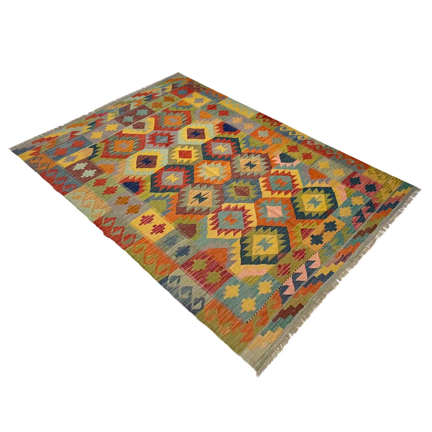 Handmade Vegetable Kilim 5' 7" x 8' 2" (ft) - No. Y39467