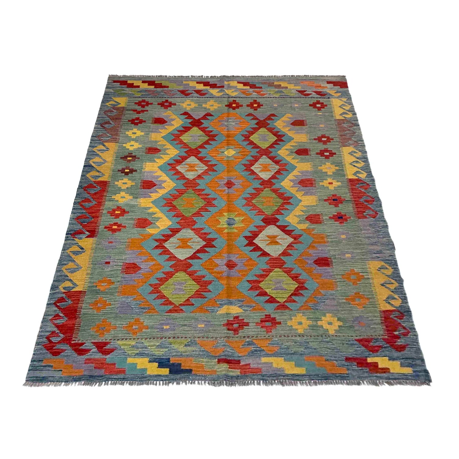 Handmade Vegetable Kelim 5' 7" x 8' 0" (ft) - No. Y39468