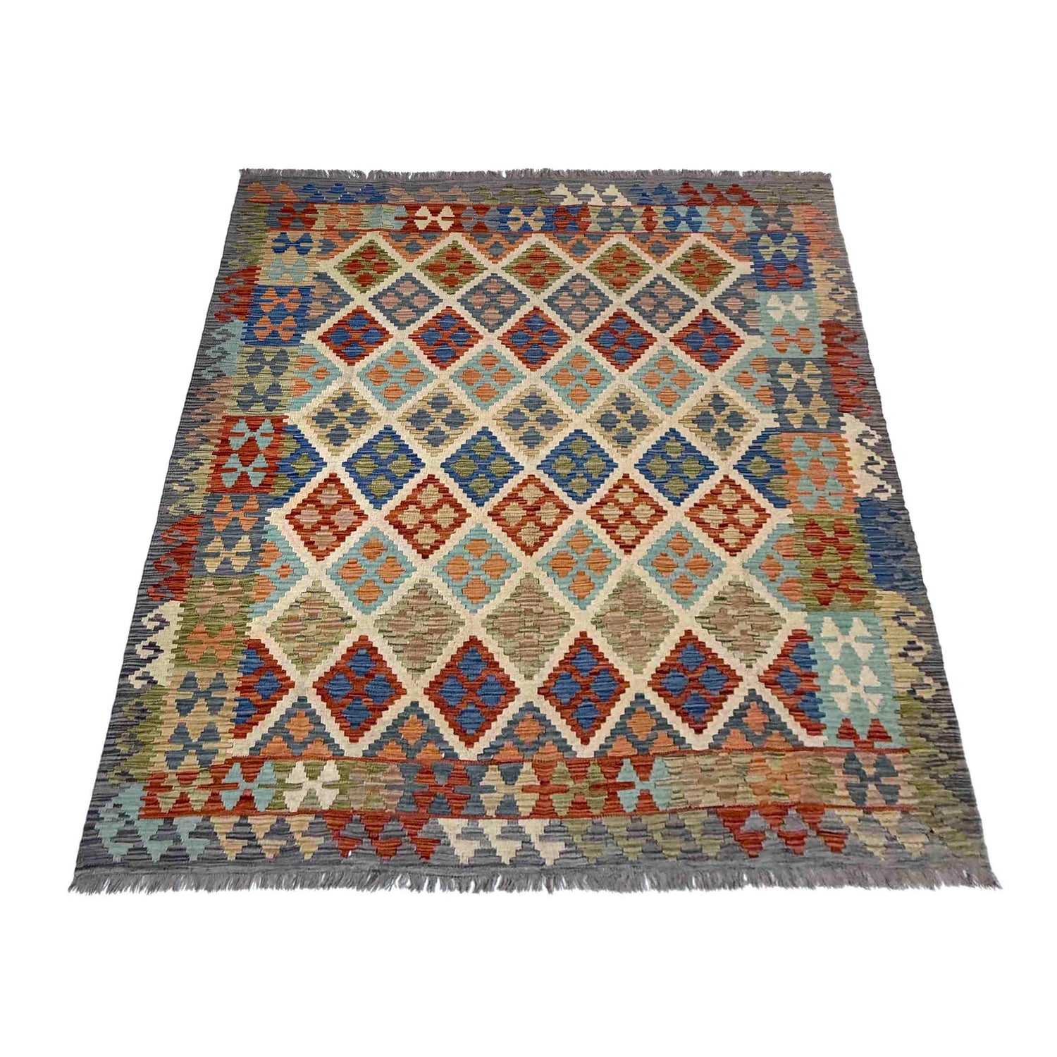 Handmade Vegetable Kelim 6' 3" x 7' 7" (ft) - No. Y39474