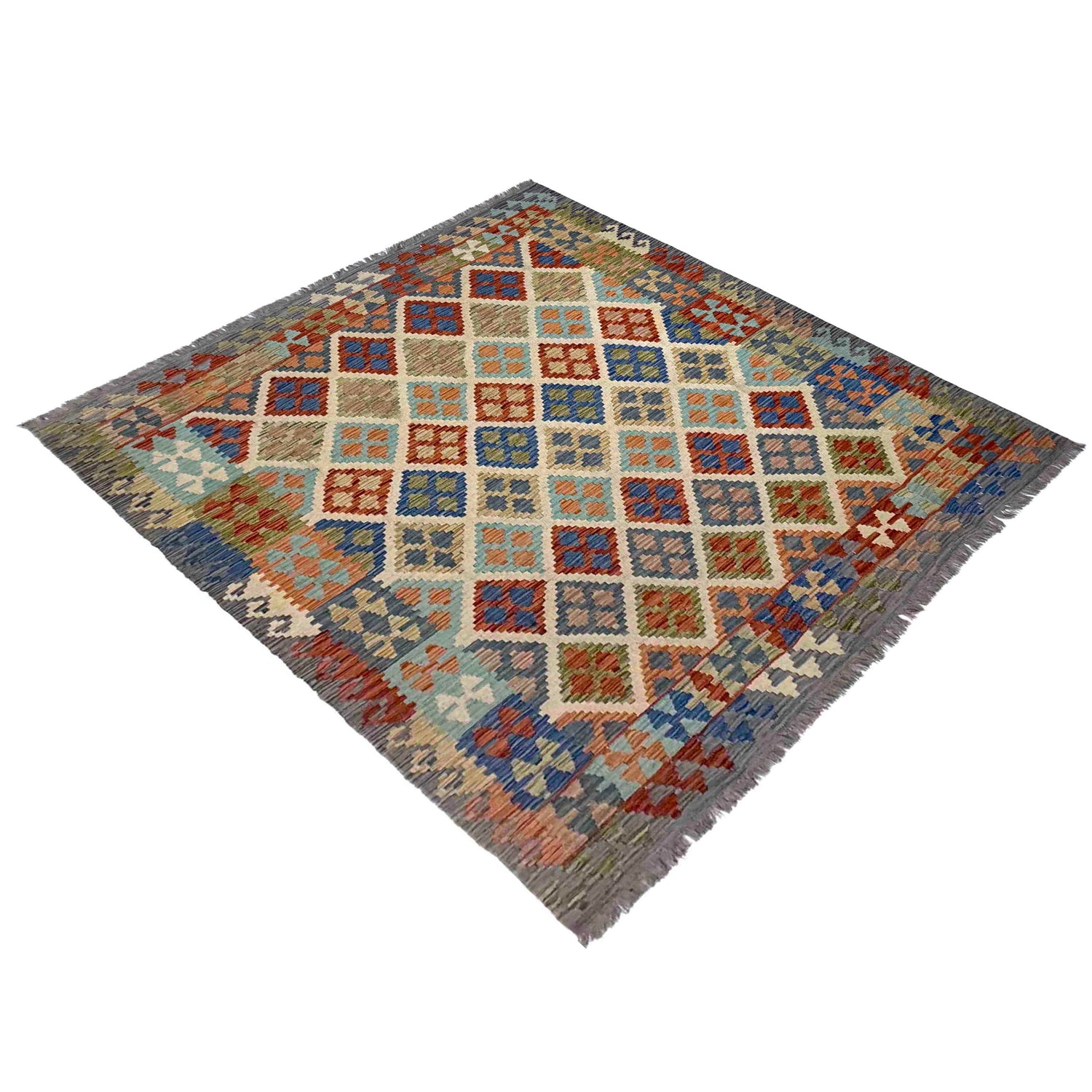 Handmade Vegetable Kelim 6' 3" x 7' 7" (ft) - No. Y39474