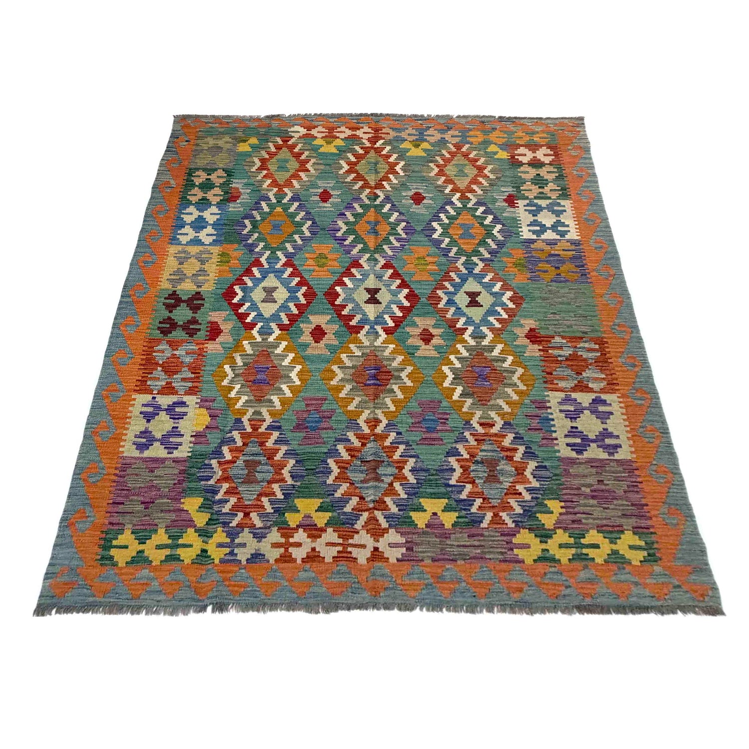 Handmade Vegetable Kilim 5' 10" x 8' 2" (ft) - No. Y39475