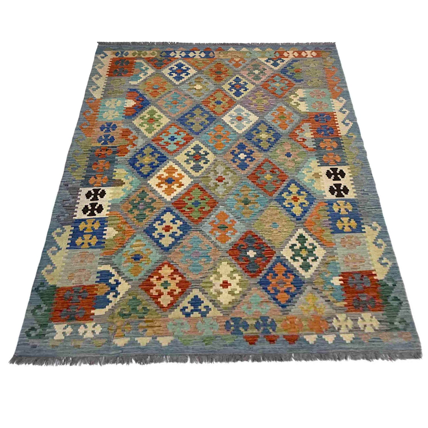 Handmade Vegetable Kelim 5' 8" x 8' 5" (ft) - No. Y39476