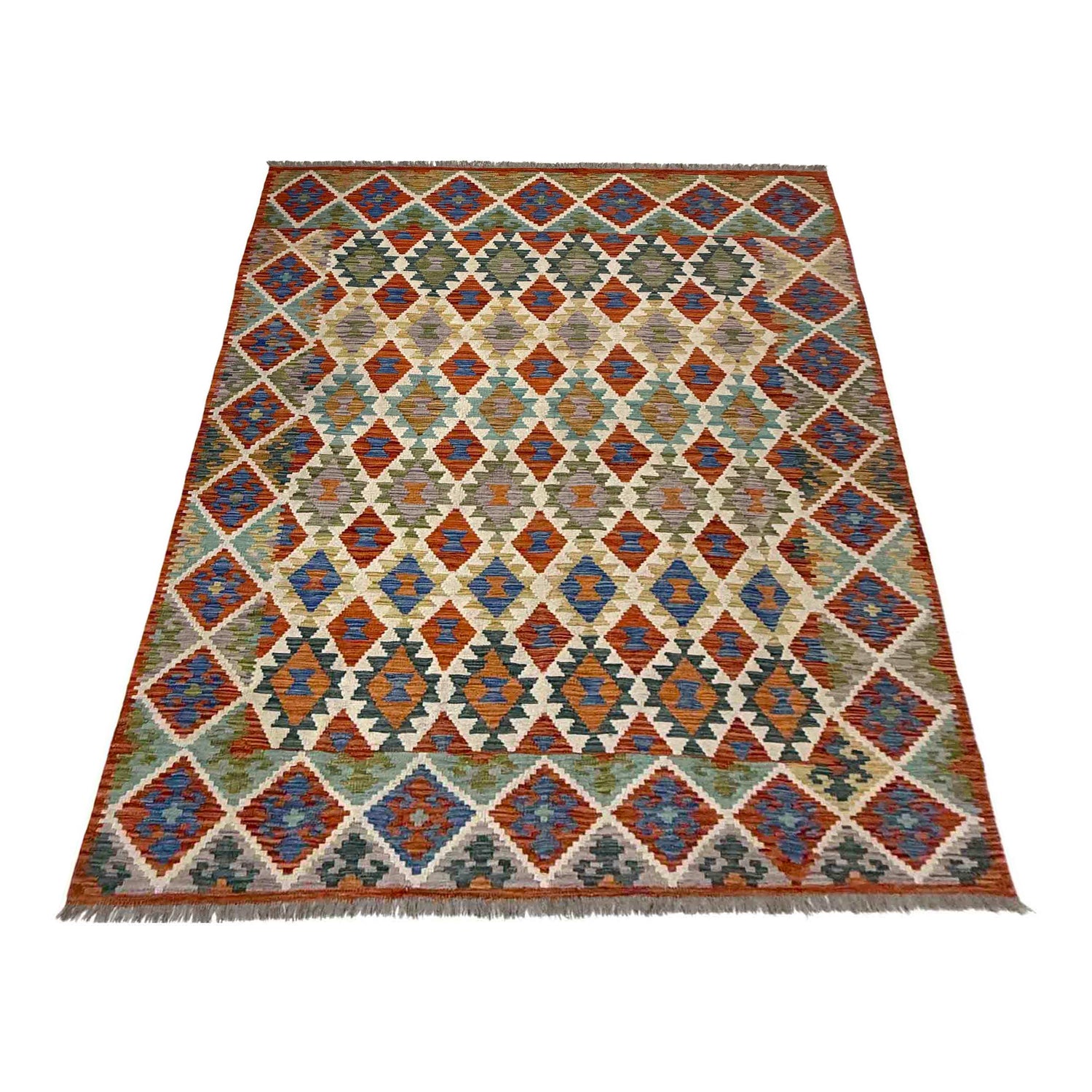 Handmade Vegetable Kilim 5' 11" x 8' 2" (ft) - No. Y39477