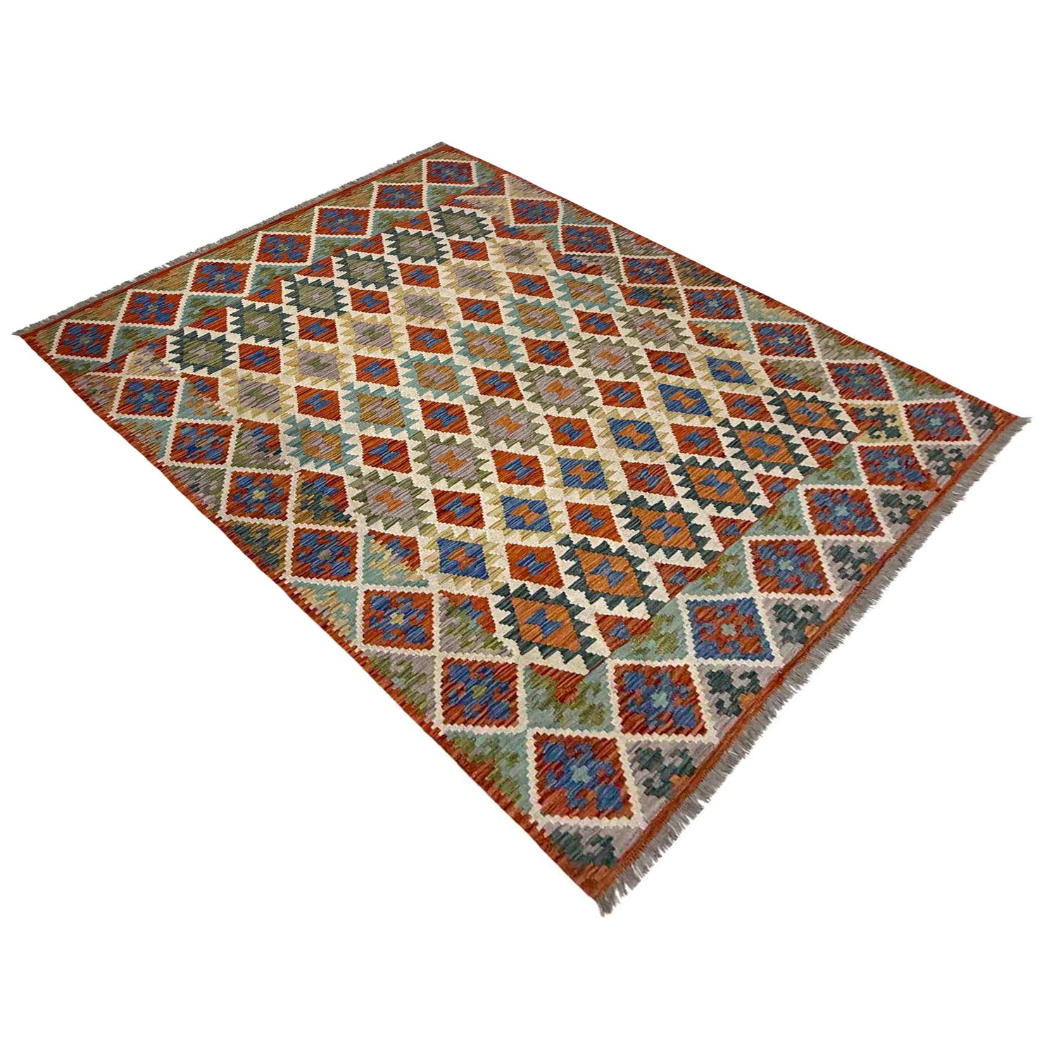 Handmade Vegetable Kilim 5' 11" x 8' 2" (ft) - No. Y39477