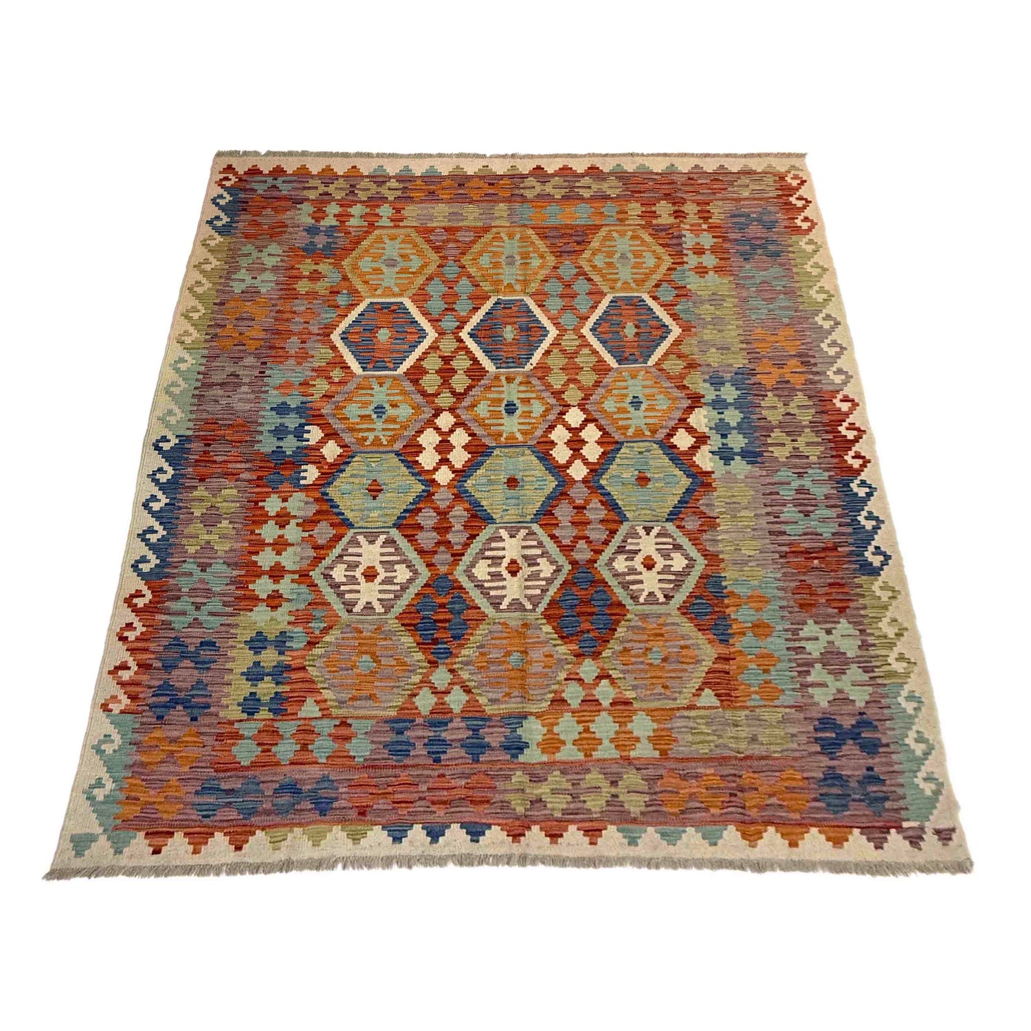 Handmade Vegetable Kelim 5' 9" x 8' 2" (ft) - No. Y39478