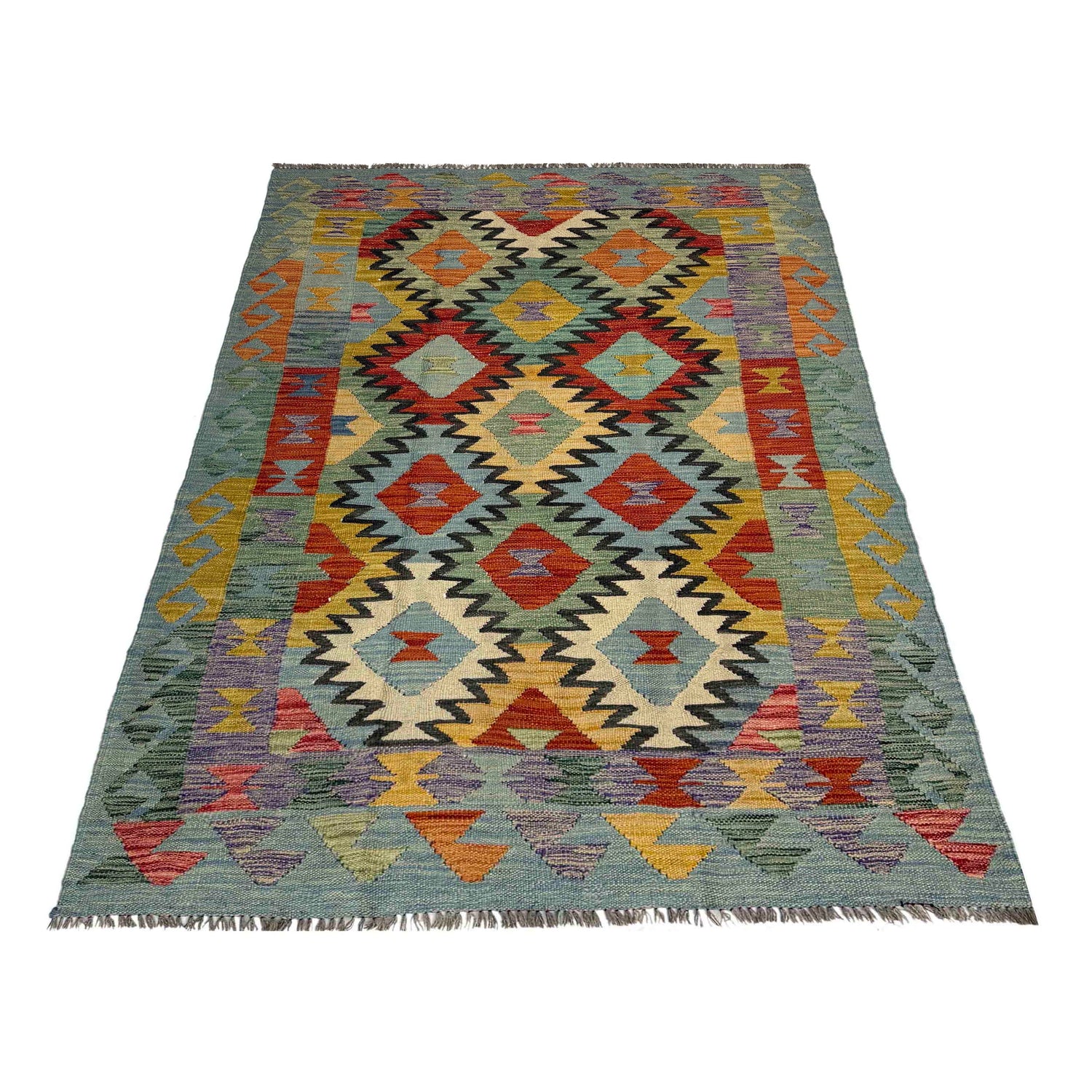 Handmade Vegetable Kelim 4' 4" x 6' 8" (ft) - No. Y39483