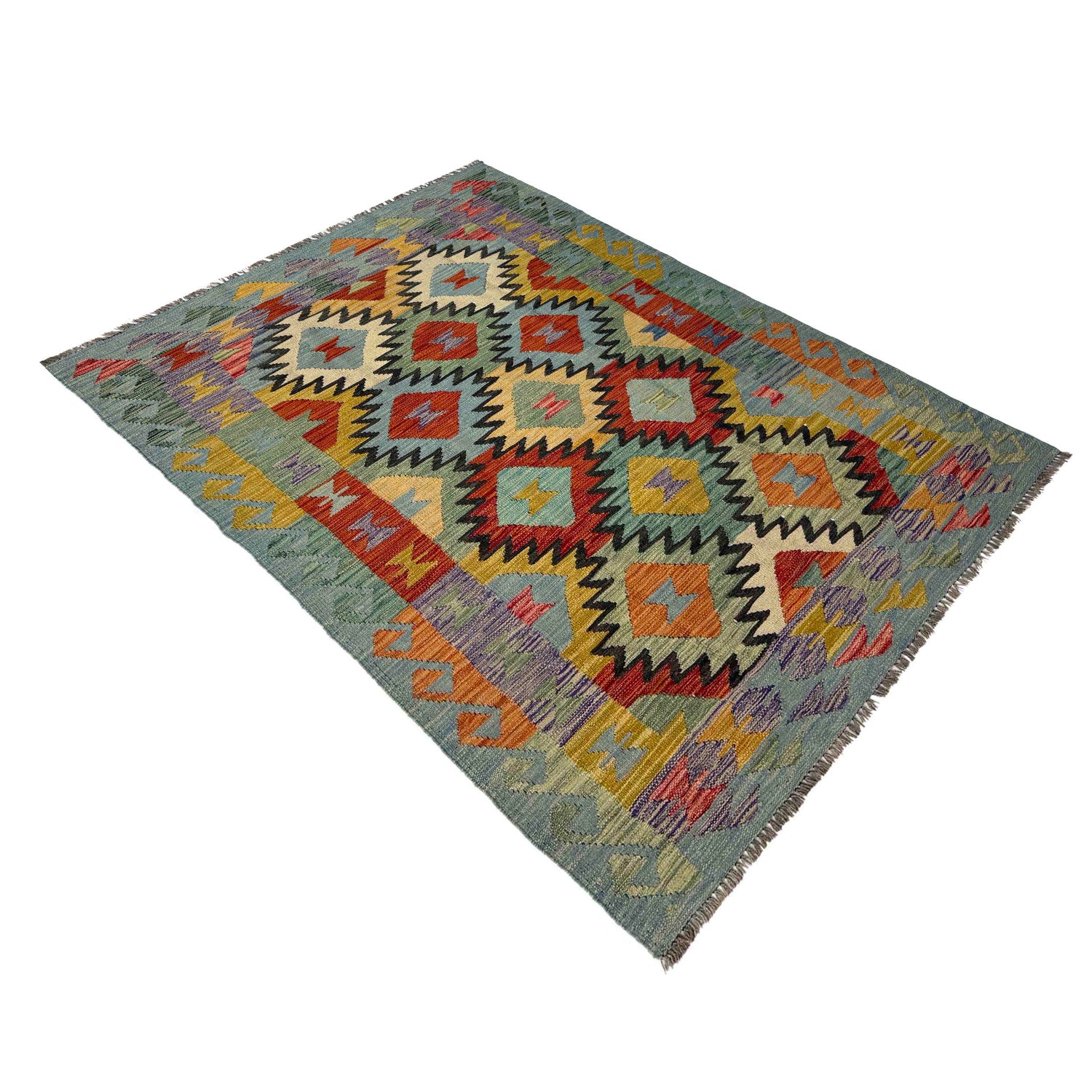 Handmade Vegetable Kelim 4' 4" x 6' 8" (ft) - No. Y39483