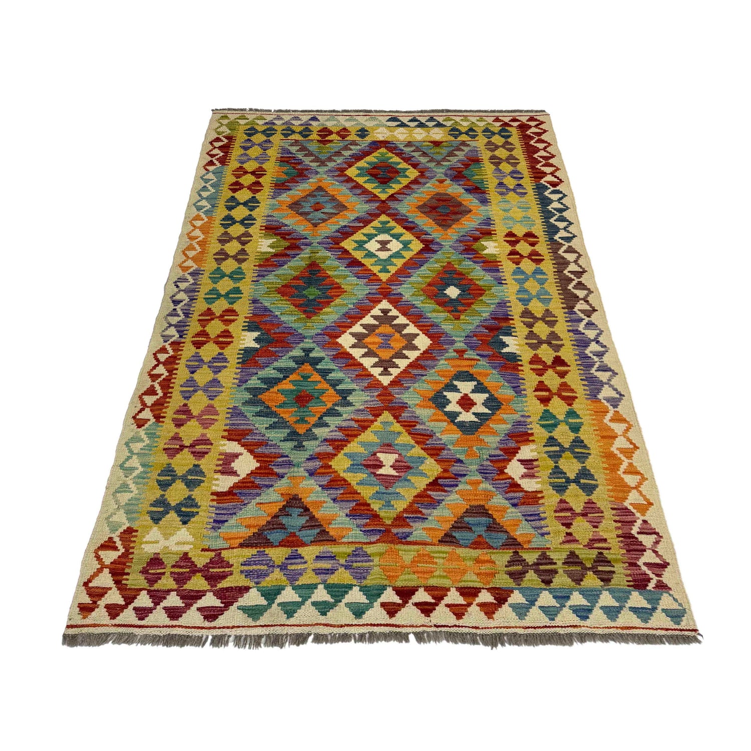 Handmade Vegetable Kelim 4' 2" x 6' 11" (ft) - No. Y39491
