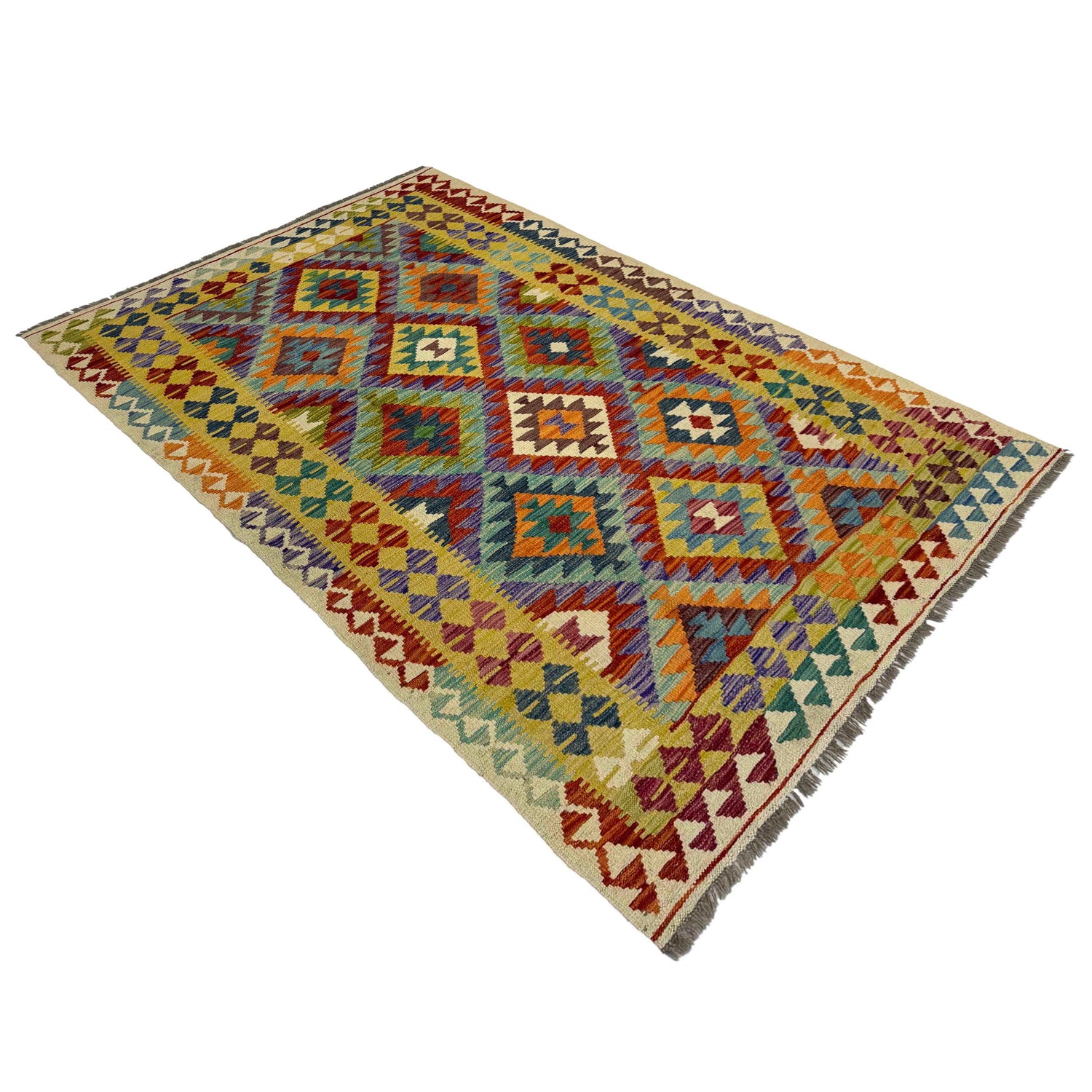 Handmade Vegetable Kelim 4' 2" x 6' 11" (ft) - No. Y39491