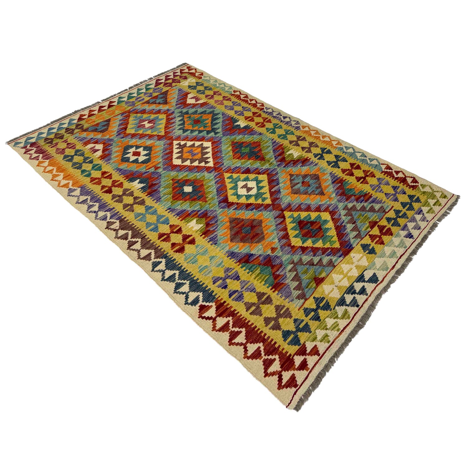 Handmade Vegetable Kelim 4' 2" x 6' 11" (ft) - No. Y39491