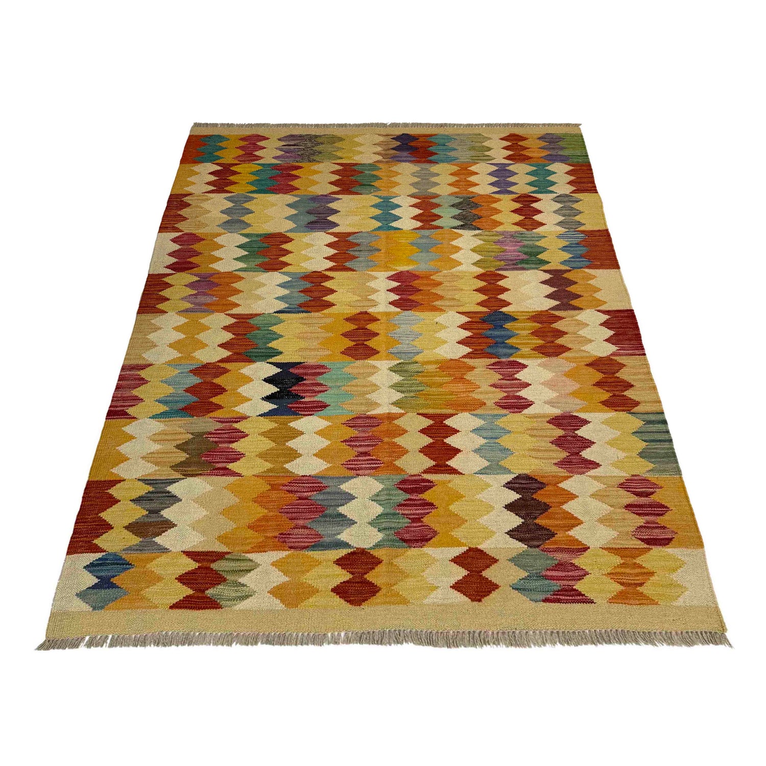 Handmade Vegetable Kelim 4' 1" x 5' 10" (ft) - No. Y39495