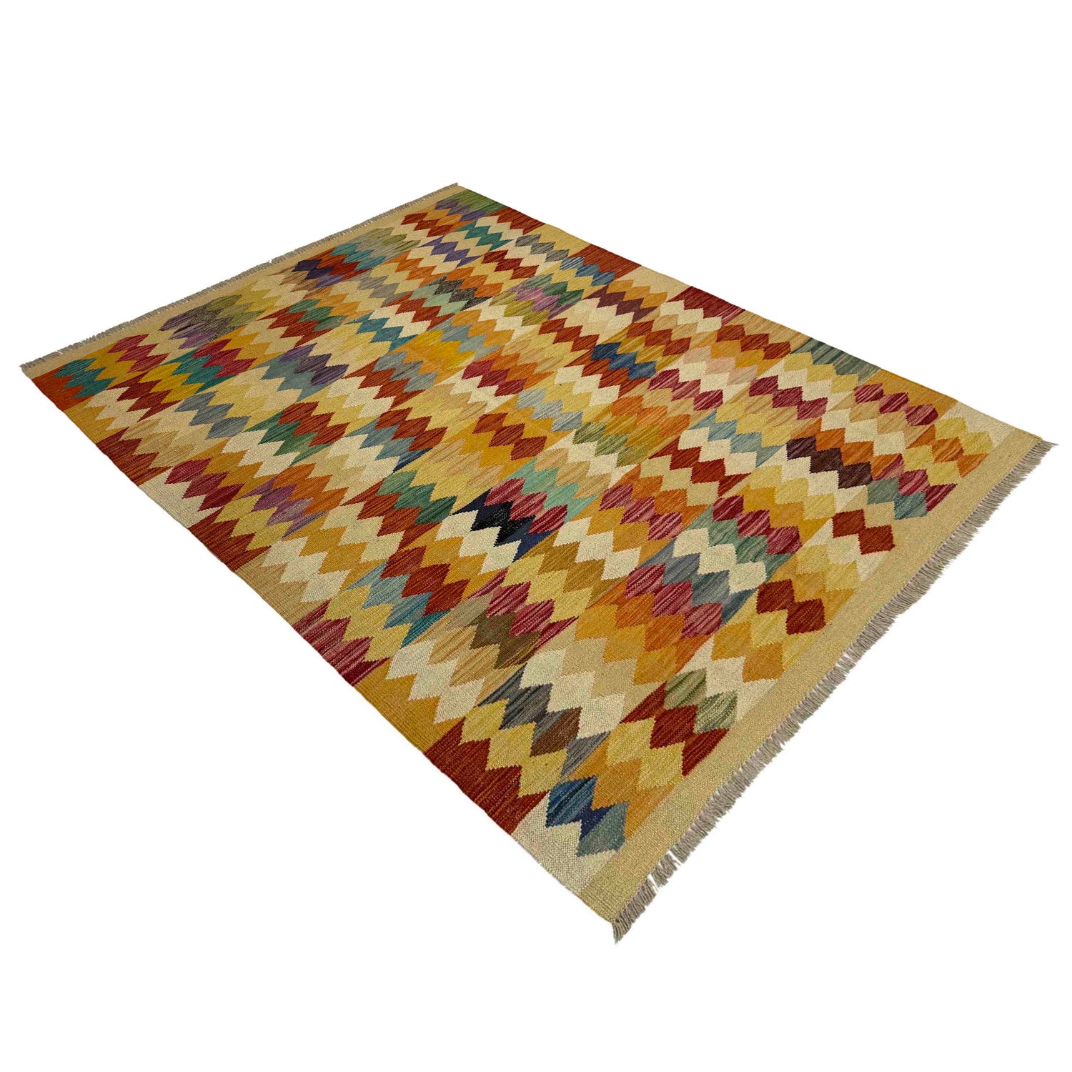 Handmade Vegetable Kelim 4' 1" x 5' 10" (ft) - No. Y39495