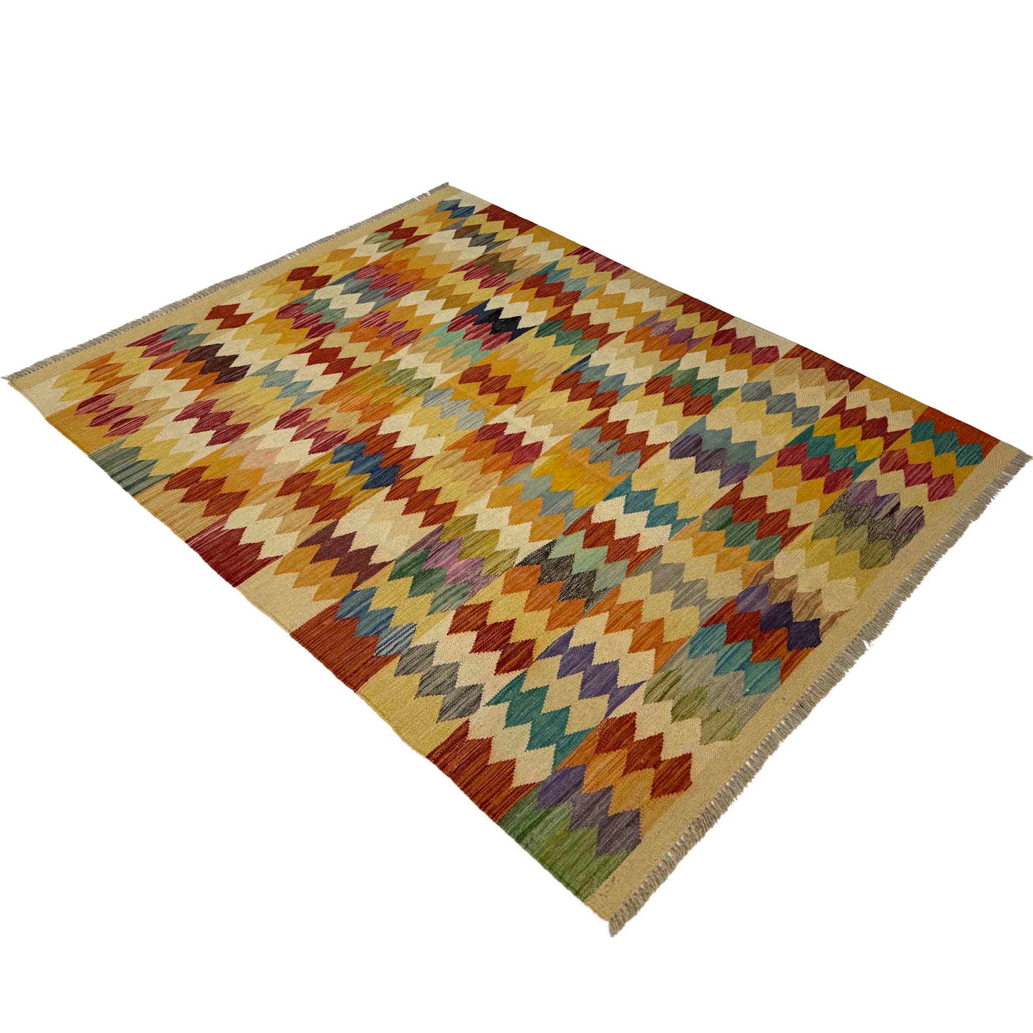 Handmade Vegetable Kelim 4' 1" x 5' 10" (ft) - No. Y39495