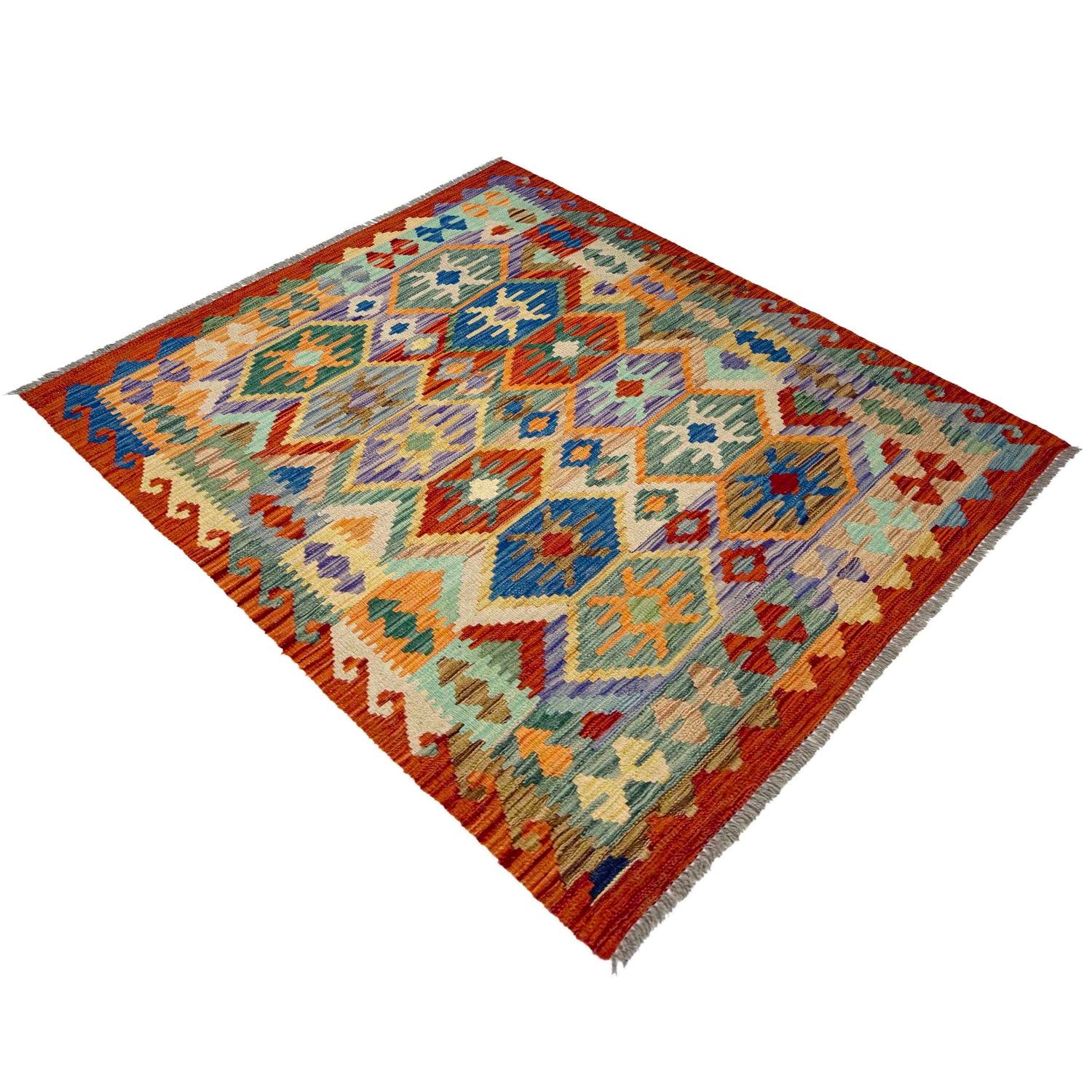 Handmade Vegetable Kilim 4' 1" x 5' 6" (ft) - No. Y39497