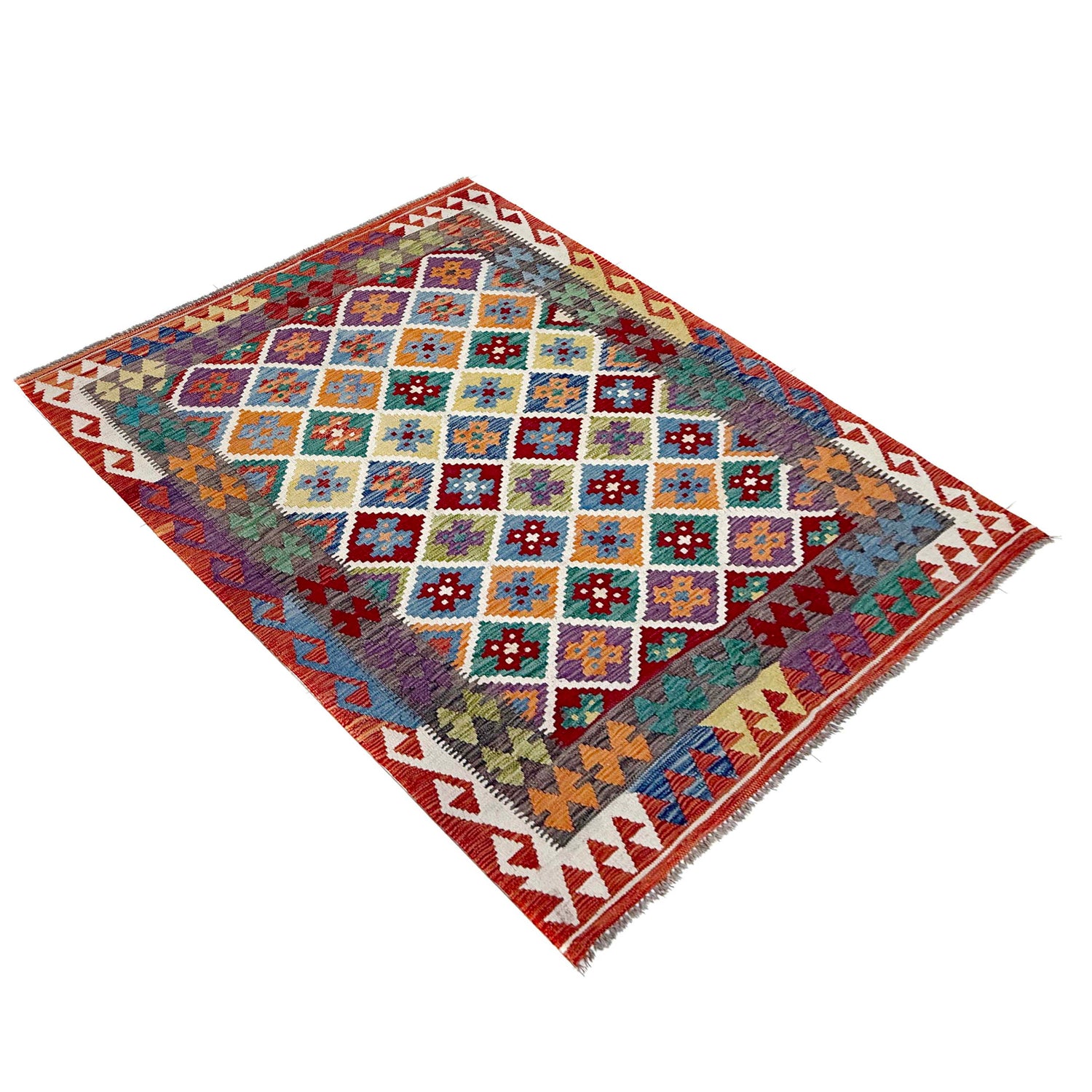 Handmade Vegetable Kilim 4' 8" x 6' 3" (ft) - No. Y39498