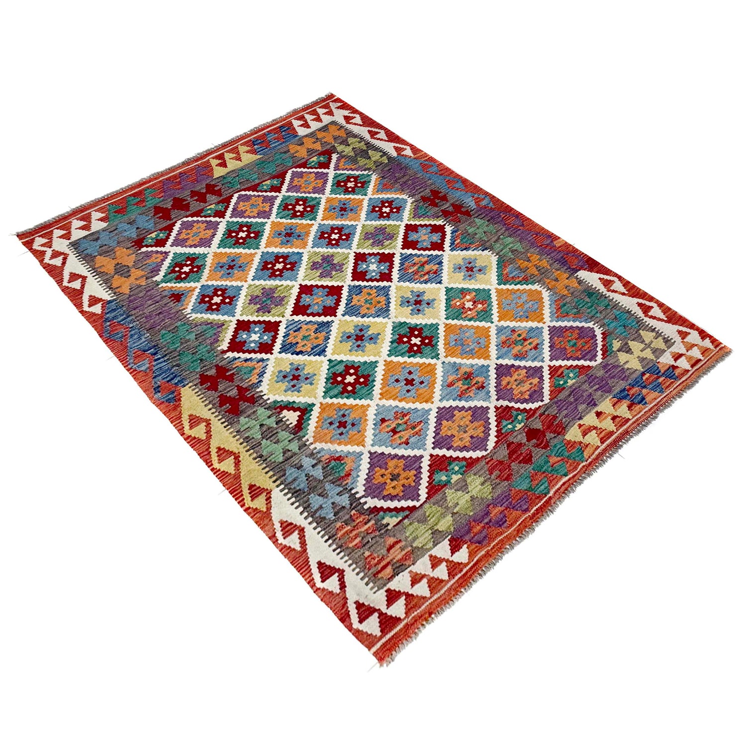 Handmade Vegetable Kilim 4' 8" x 6' 3" (ft) - No. Y39498