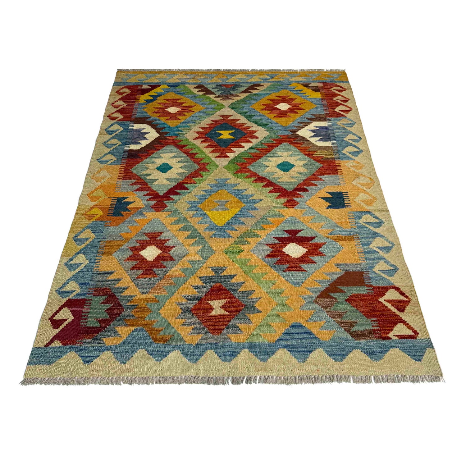 Handmade Vegetable Kilim 4' 2" x 5' 10" (ft) - No. Y39503