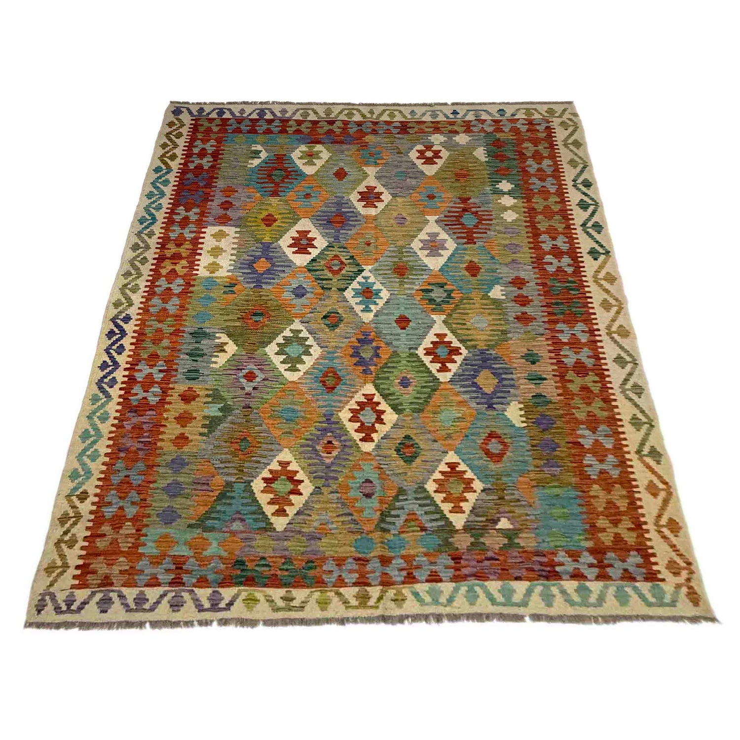 Handmade Vegetable Kilim 5' 9" x 7' 11" (ft) - No. Y39505