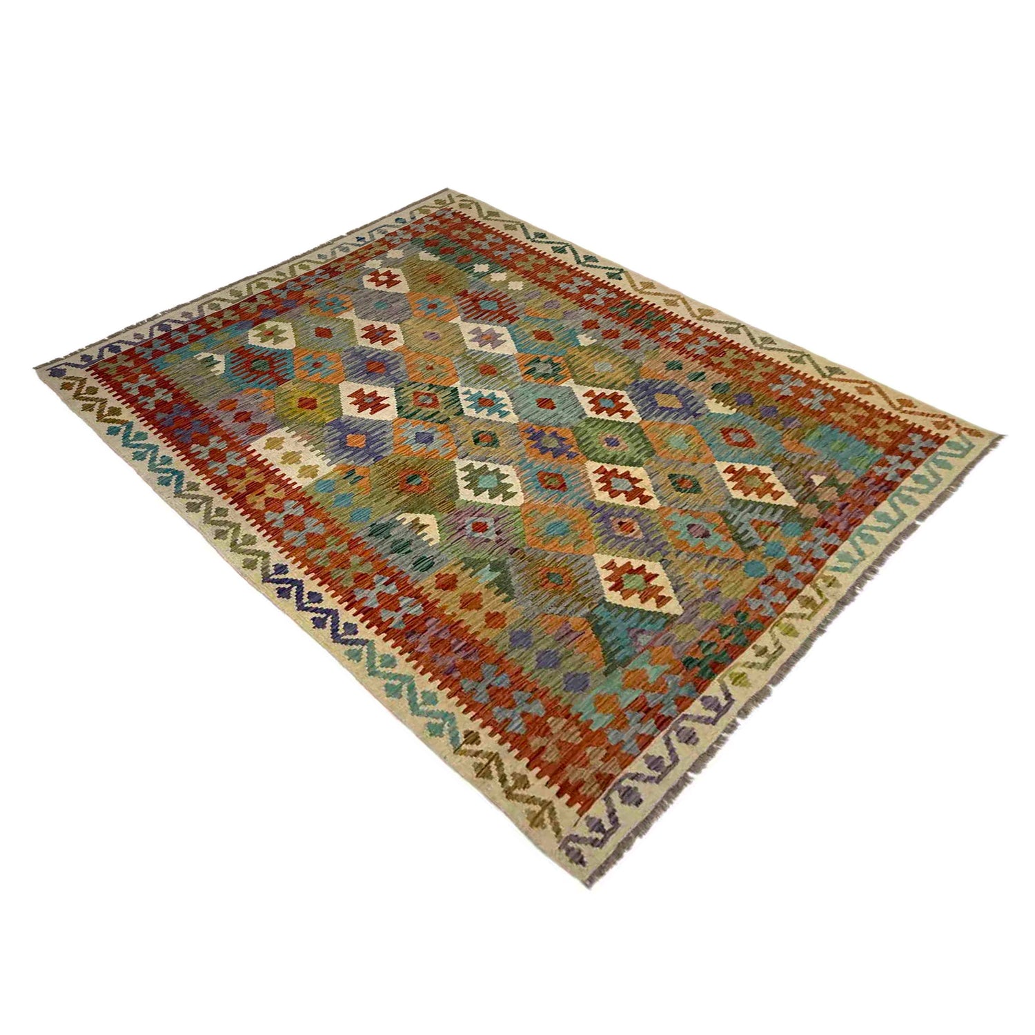 Handmade Vegetable Kilim 5' 9" x 7' 11" (ft) - No. Y39505