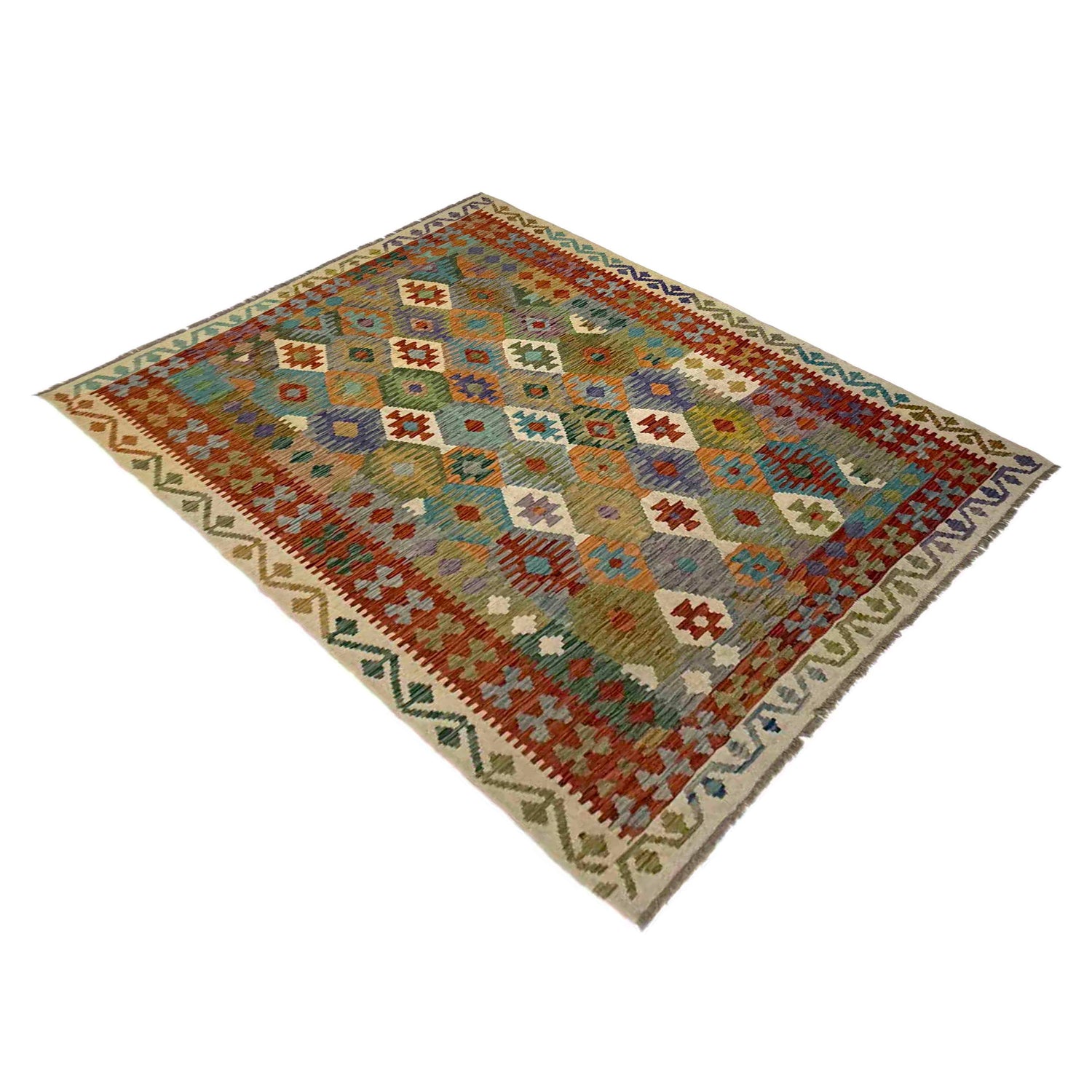 Handmade Vegetable Kilim 5' 9" x 7' 11" (ft) - No. Y39505