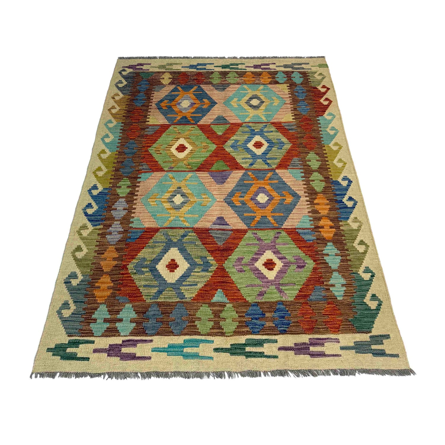 Handmade Vegetable Kelim 4' 0" x 6' 6" (ft) - No. Y39507