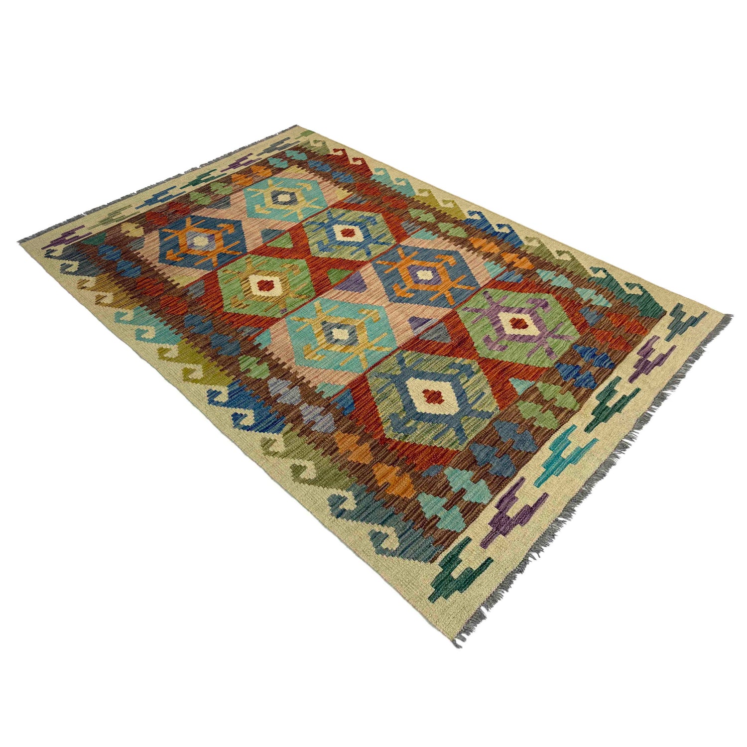 Handmade Vegetable Kelim 4' 0" x 6' 6" (ft) - No. Y39507