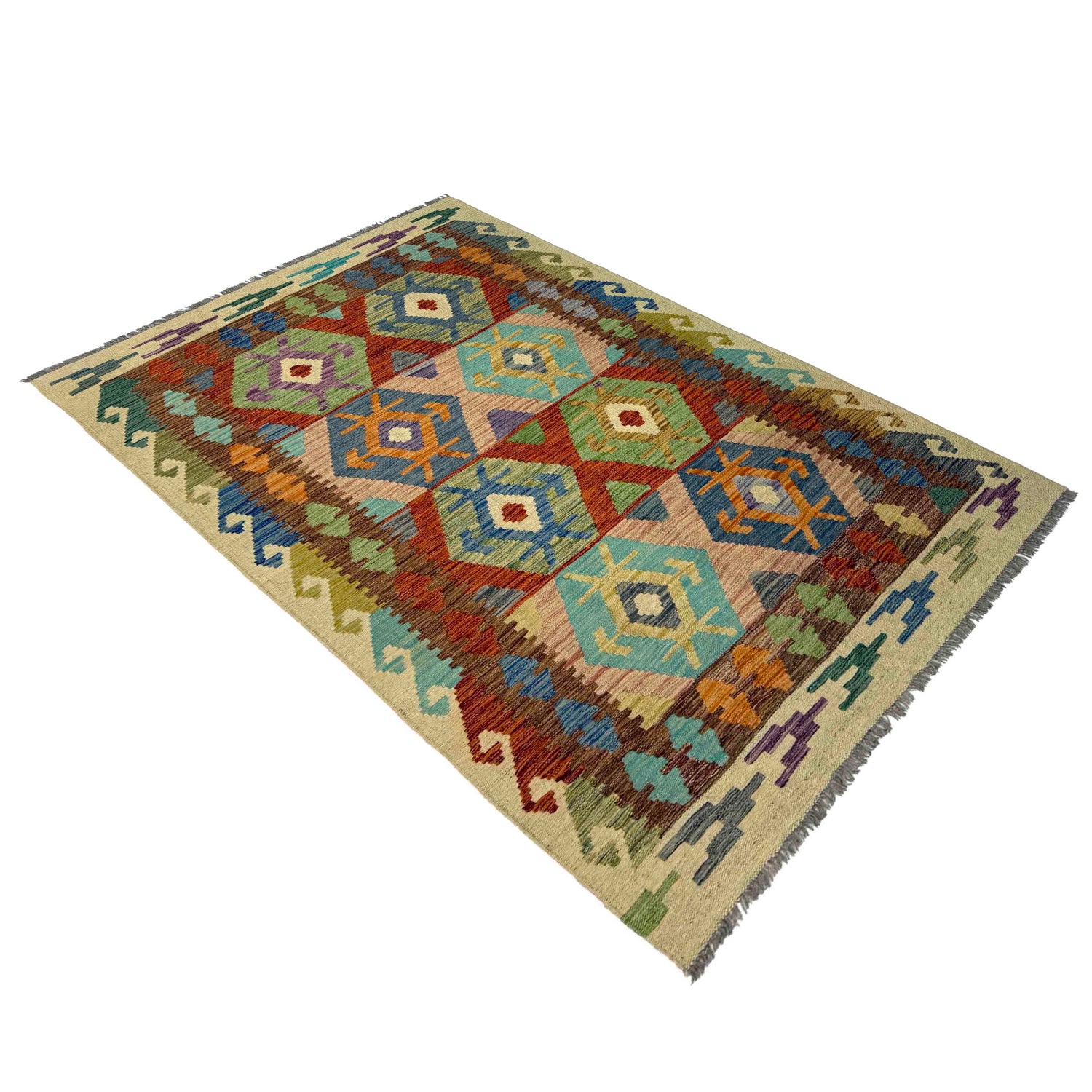Handmade Vegetable Kelim 4' 0" x 6' 6" (ft) - No. Y39507