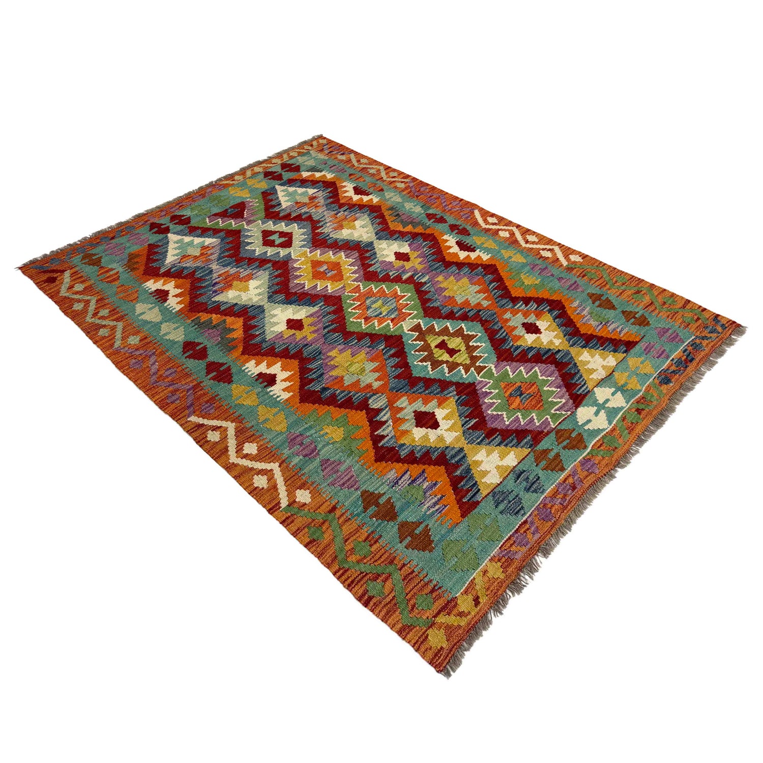 Handmade Vegetable Kilim 4' 4" x 6' 2" (ft) - No. Y39508