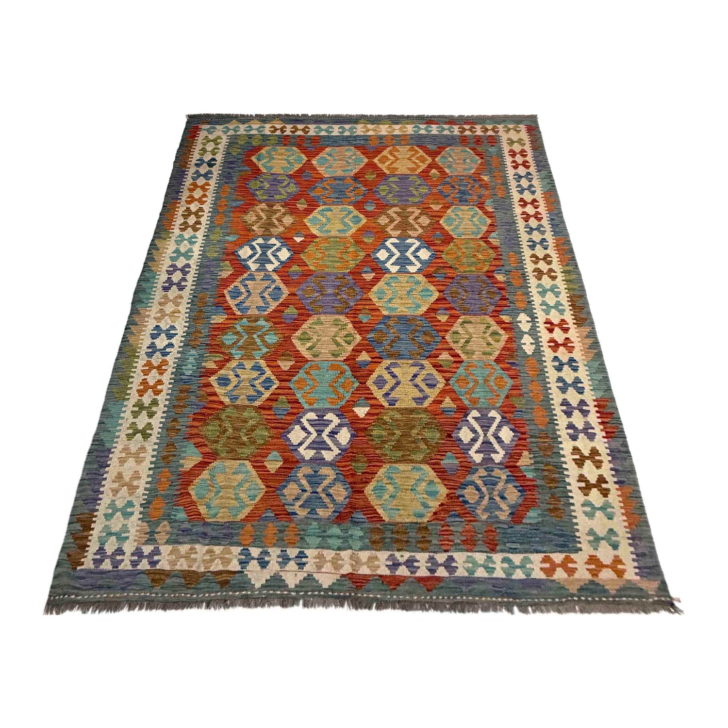 Handmade Vegetable Kilim 5' 9" x 8' 2" (ft) - No. Y39510