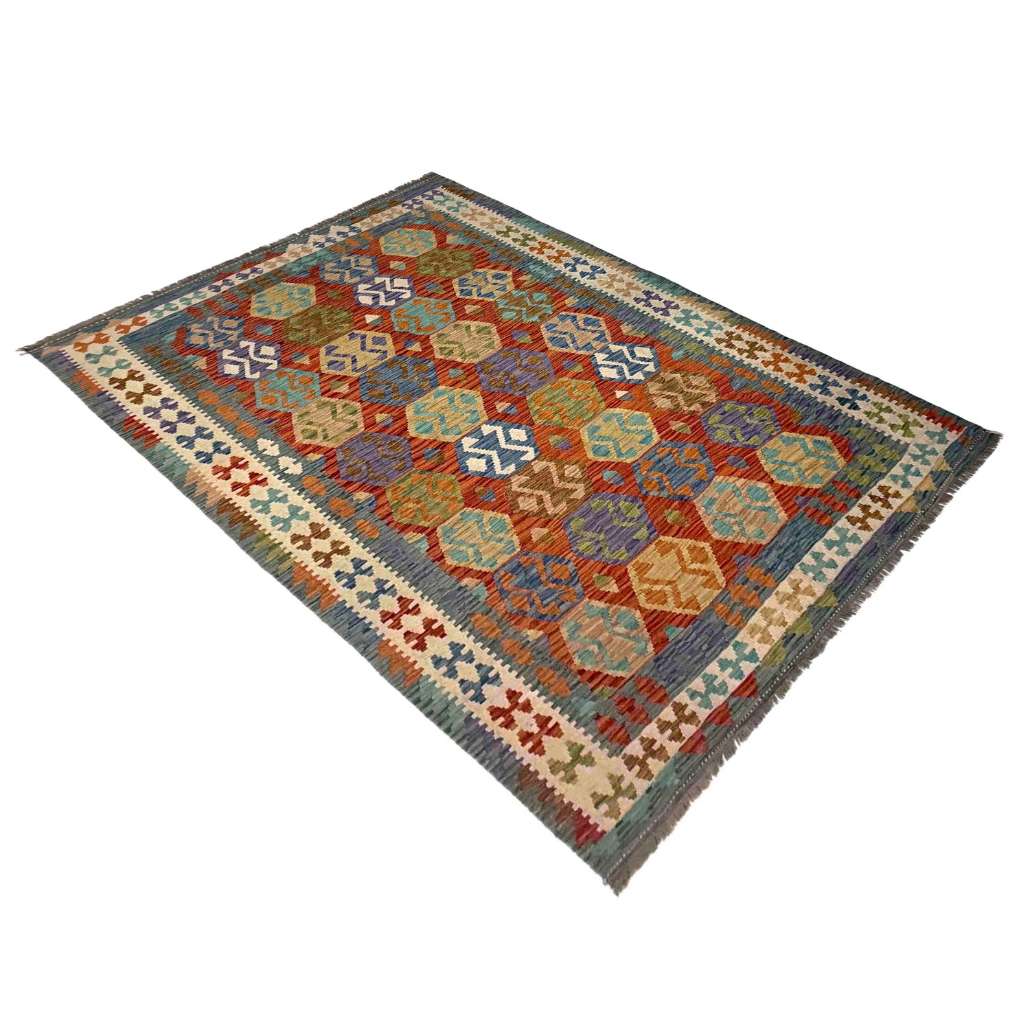 Handmade Vegetable Kilim 5' 9" x 8' 2" (ft) - No. Y39510