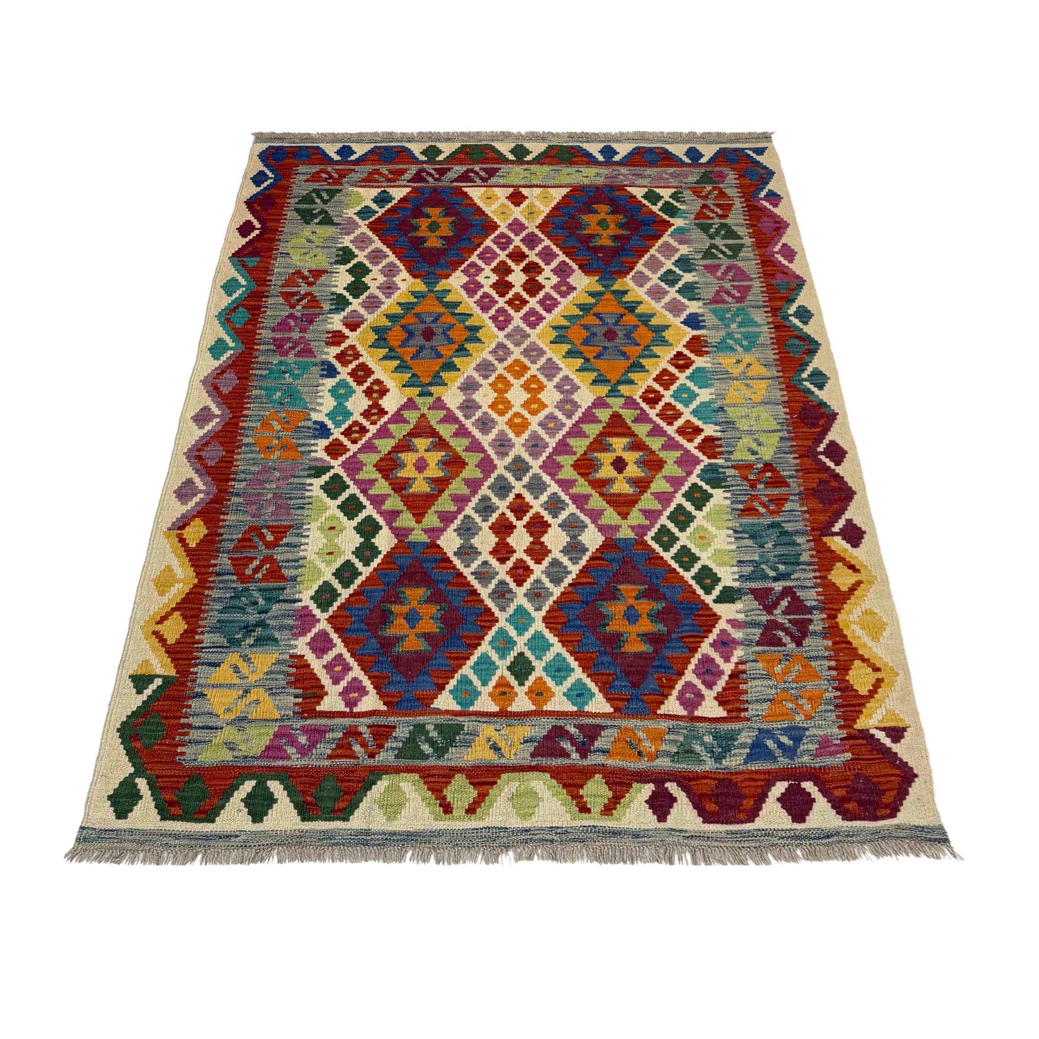 Handmade Vegetable Kilim 4' 2" x 6' 0" (ft) - No. Y39512