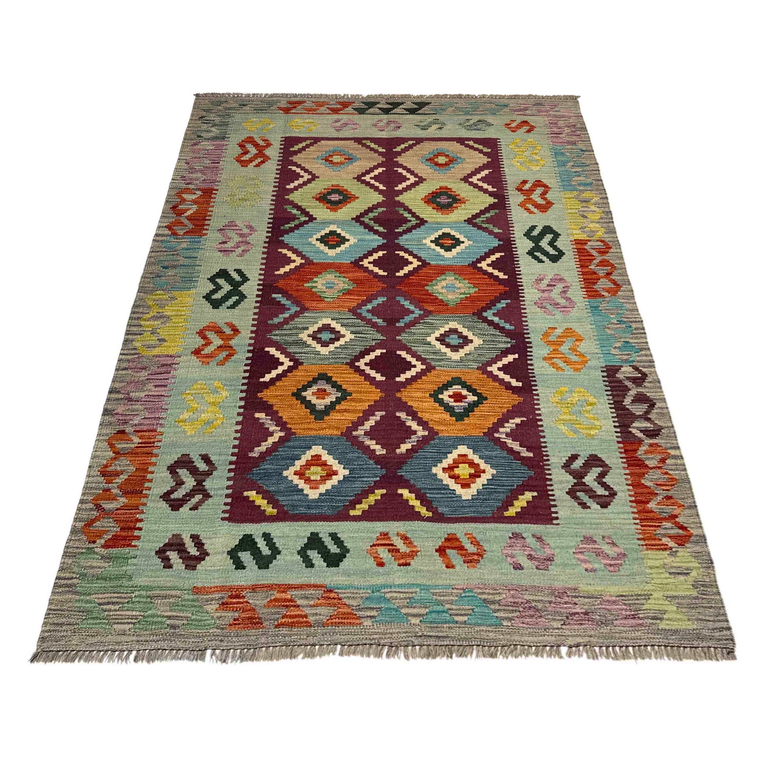 Handmade Vegetable Kelim 3' 9" x 5' 7" (ft) - No. Y39513
