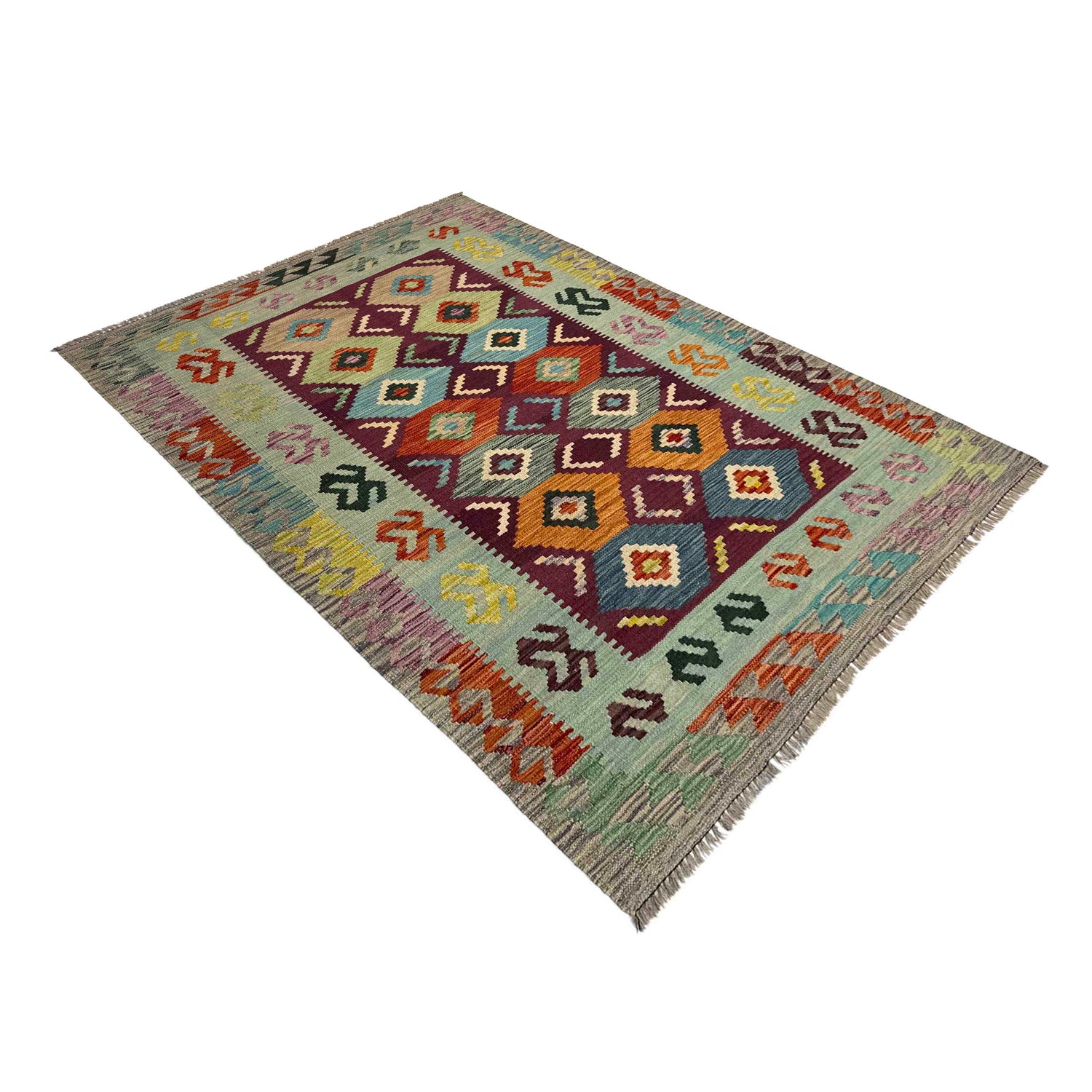 Handmade Vegetable Kelim 3' 9" x 5' 7" (ft) - No. Y39513