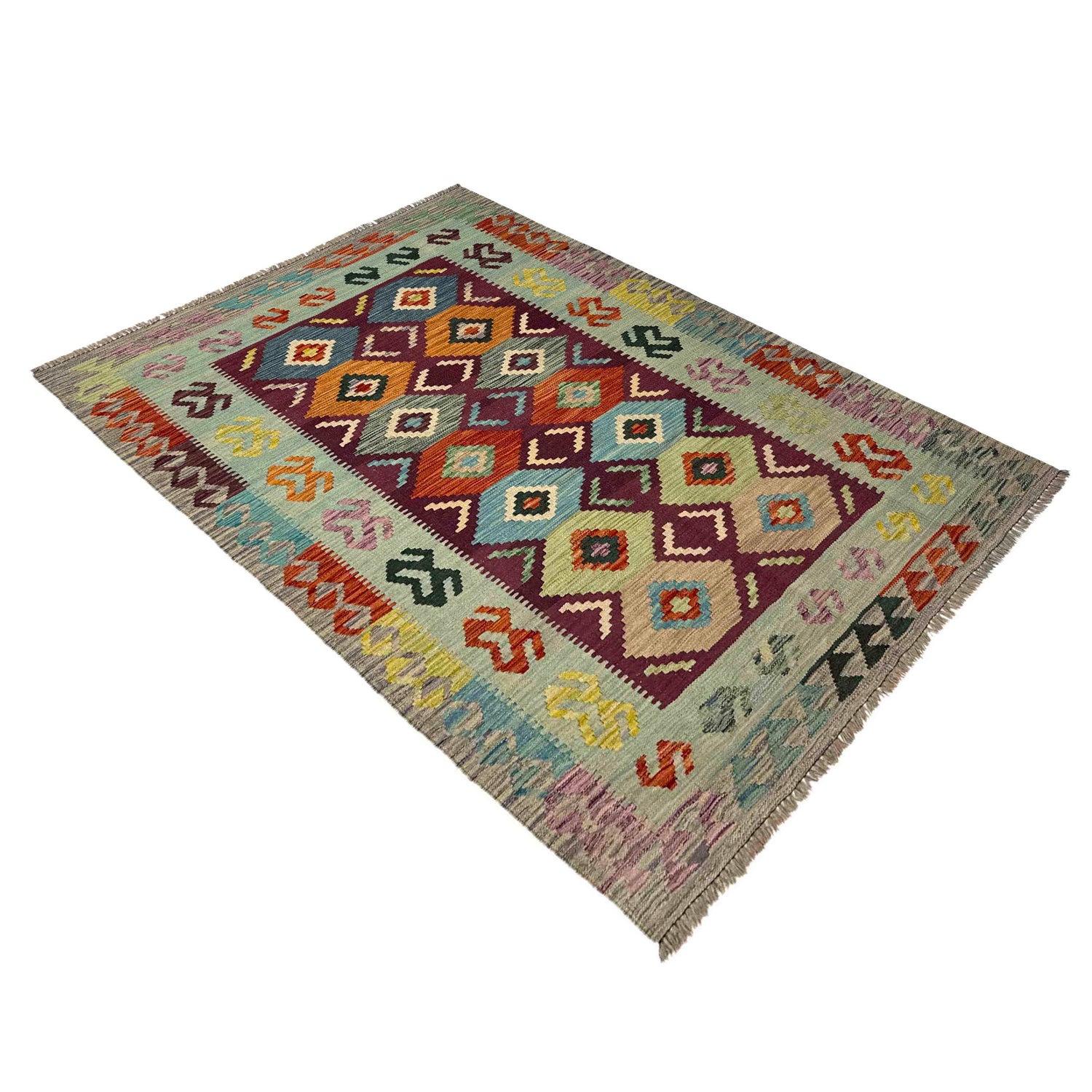Handmade Vegetable Kelim 3' 9" x 5' 7" (ft) - No. Y39513