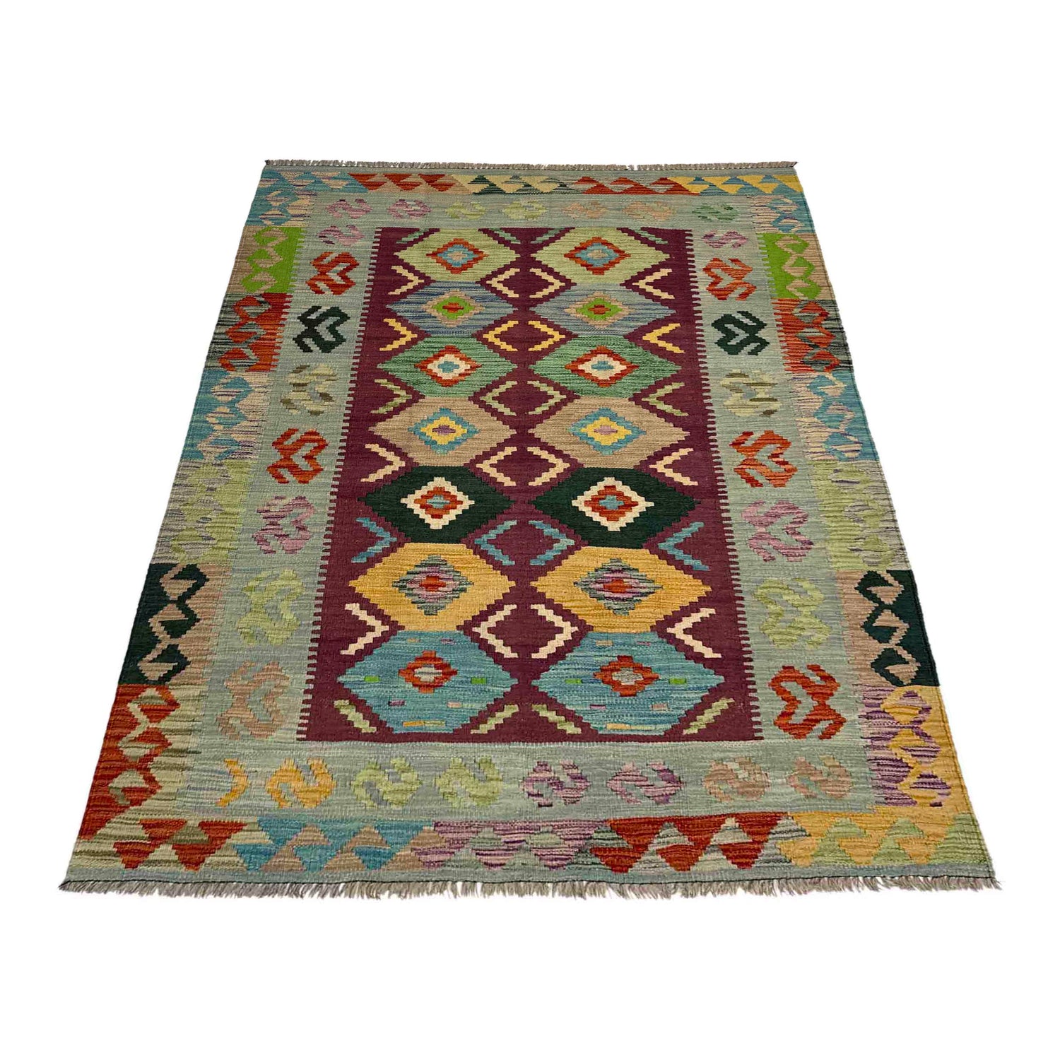 Handmade Vegetable Kilim 3' 10" x 5' 9" (ft) - No. Y39514